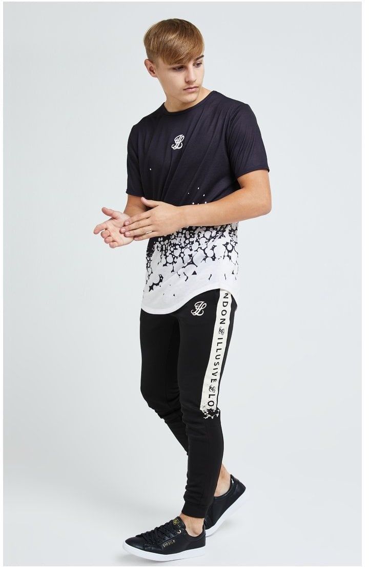 Illusive London Erupt Joggers - Black & Cream sold by Siksilk
