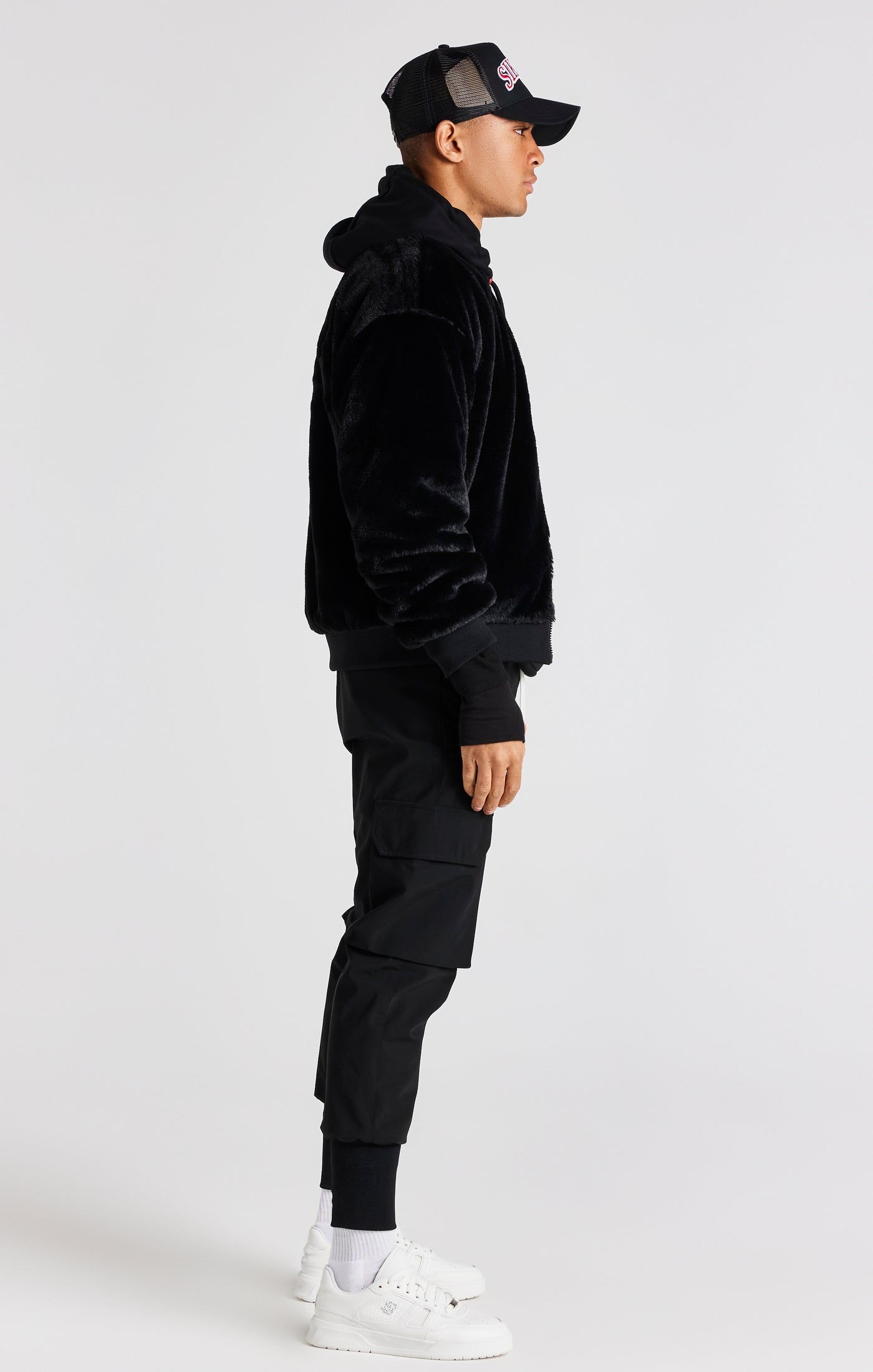 Black Faux Fur Bomber Jacket sold by Siksilk product image thumbnail 5