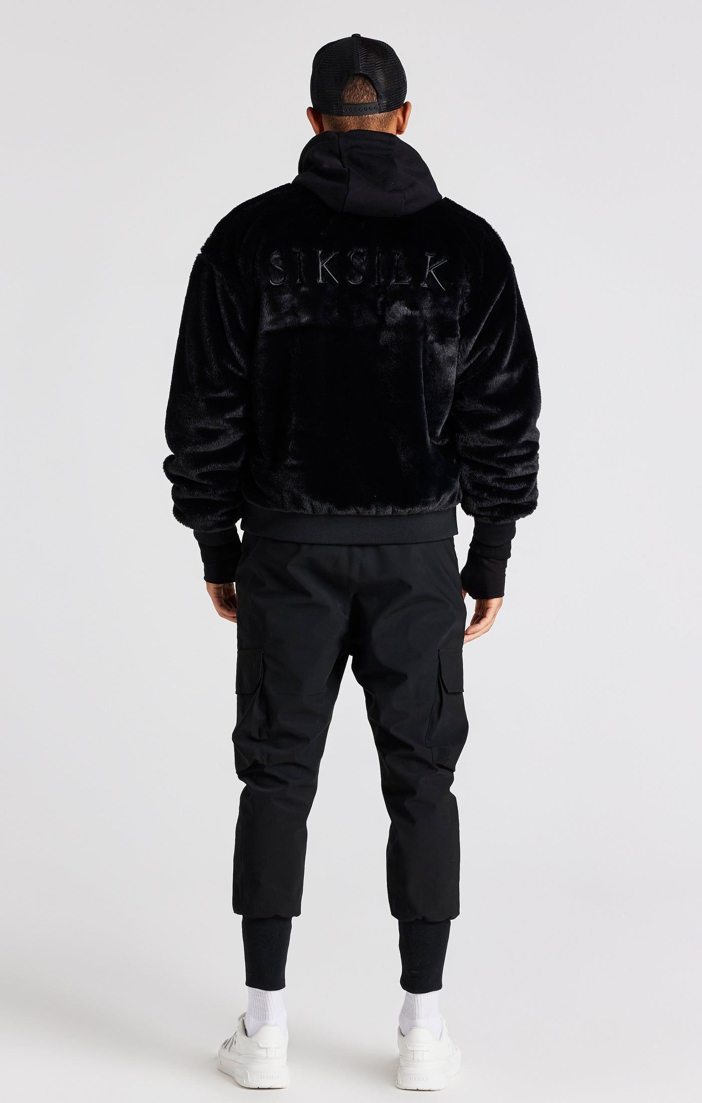 Black Faux Fur Bomber Jacket sold by Siksilk product image thumbnail 7