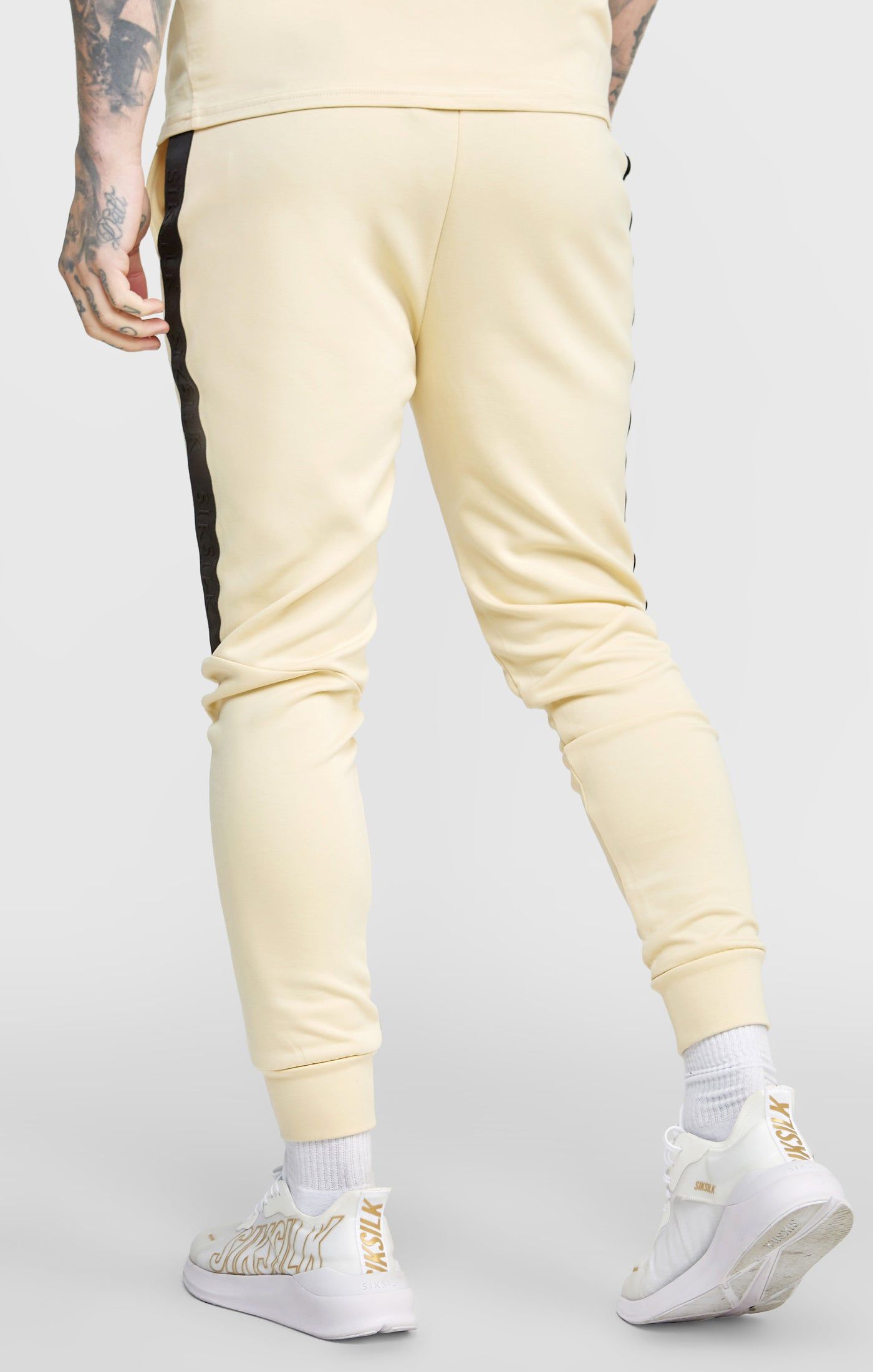 Beige Taped Cuffed Jogger sold by Siksilk product image thumbnail 4