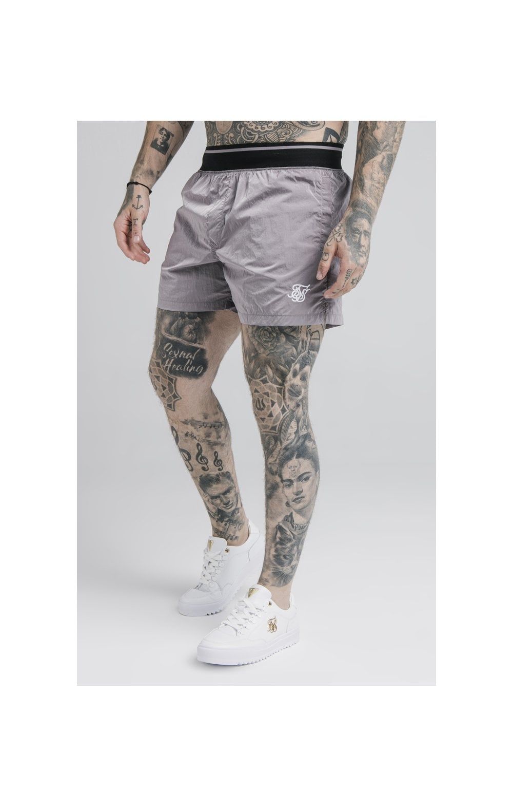 SikSilk Adapt Crushed Nylon Swim Shorts - Grey sold by Siksilk