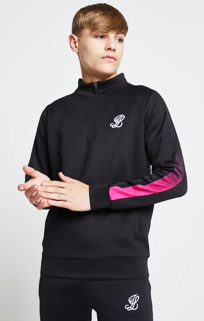 Illusive London Fade Panel 1/4 Zip Hoodie - Black & Pink sold by Siksilk