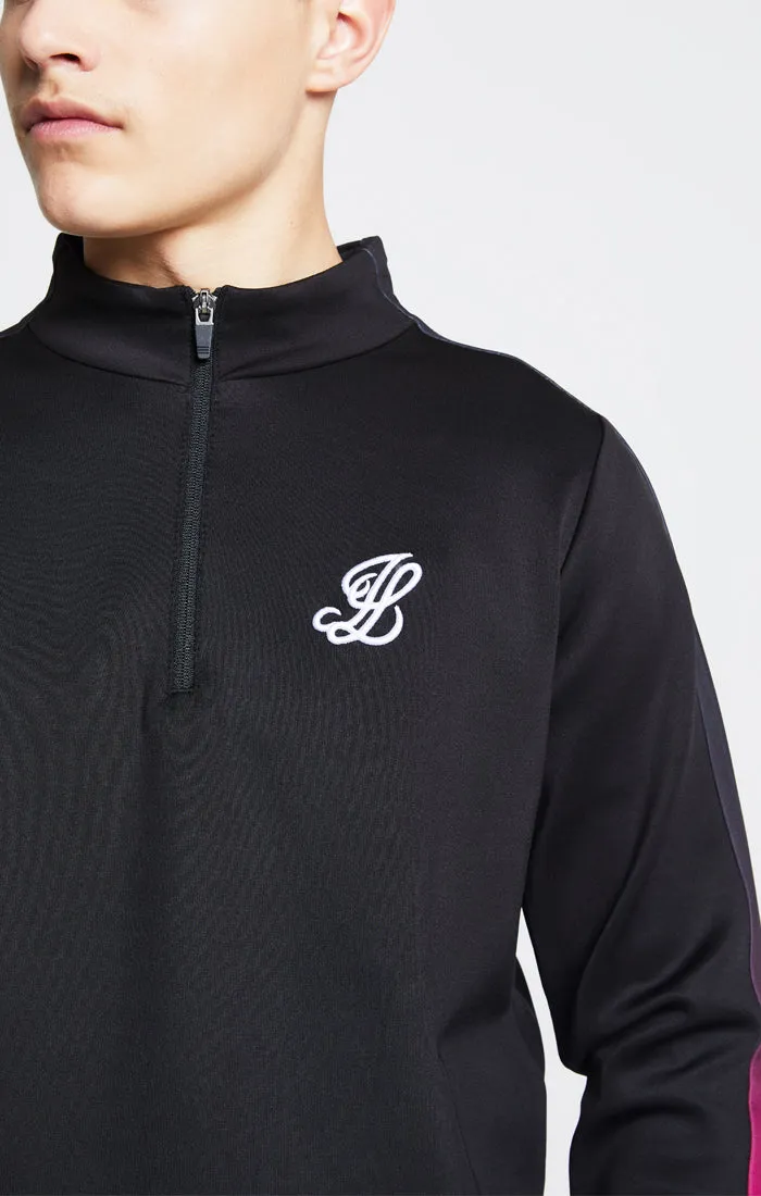 Illusive London Fade Panel 1/4 Zip Hoodie - Black & Pink sold by Siksilk product image thumbnail 2