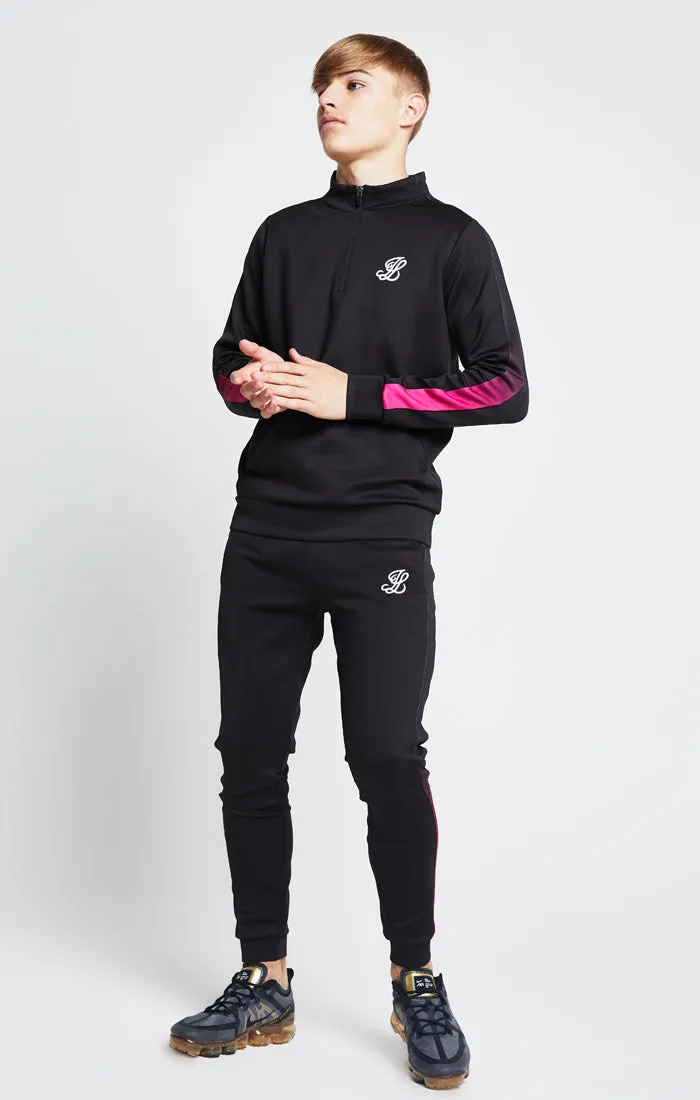 Illusive London Fade Panel 1/4 Zip Hoodie - Black & Pink sold by Siksilk product image thumbnail 3