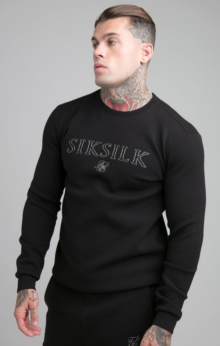 SikSilk Crew Neck Sweater - Black sold by Siksilk
