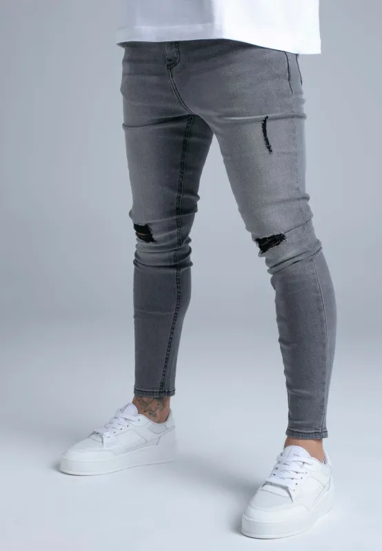 Grey Distressed Skinny Jeans sold by Siksilk