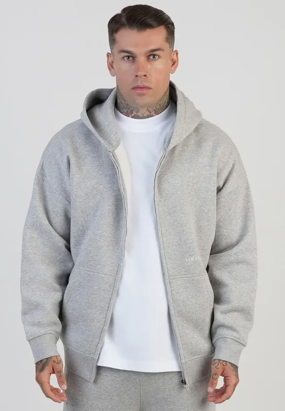 Grey Marl Graphic Full Zip Hoodie sold by Siksilk