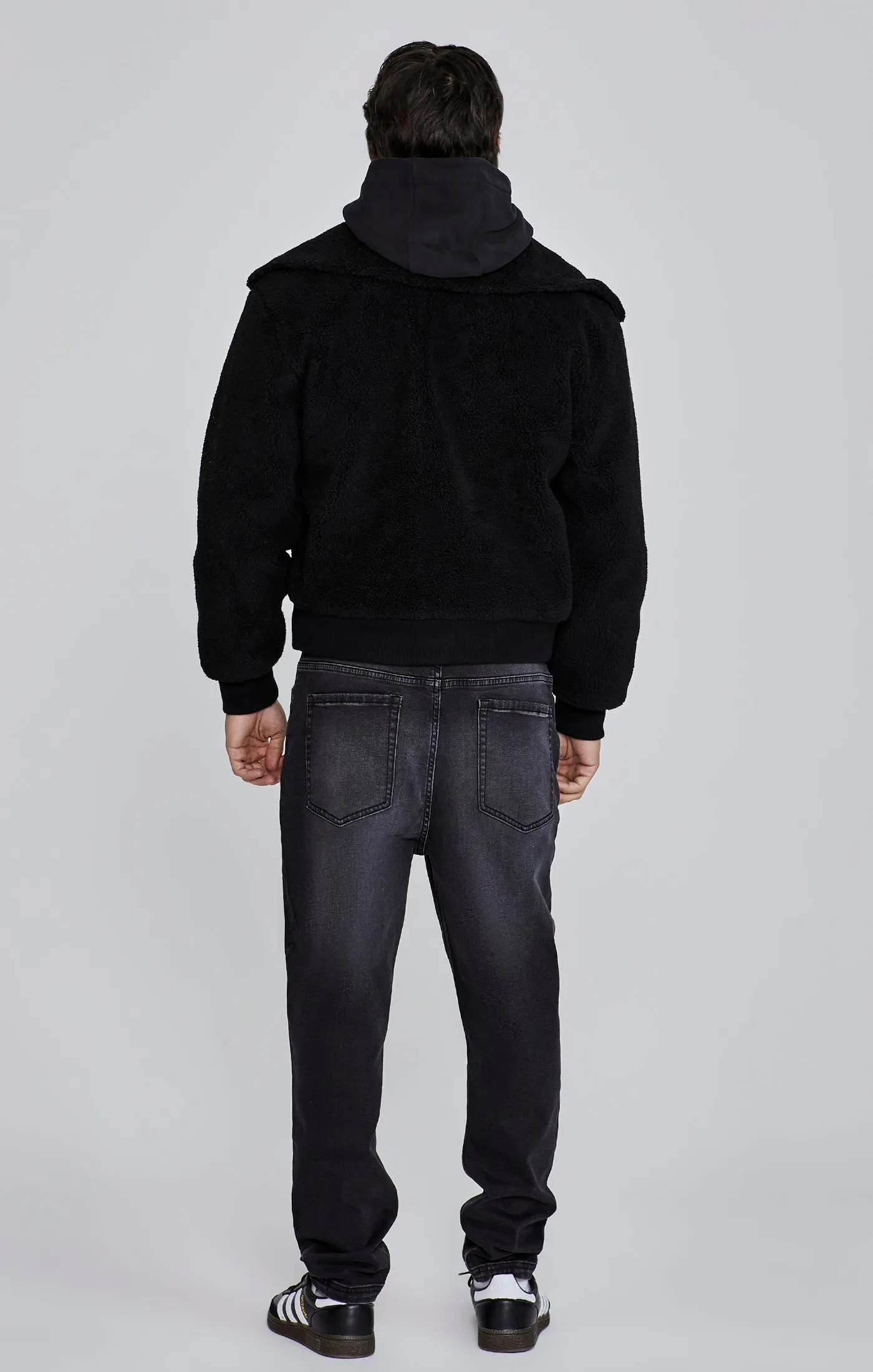 Black Sherpa Bomber Jacket sold by Siksilk product image thumbnail 5