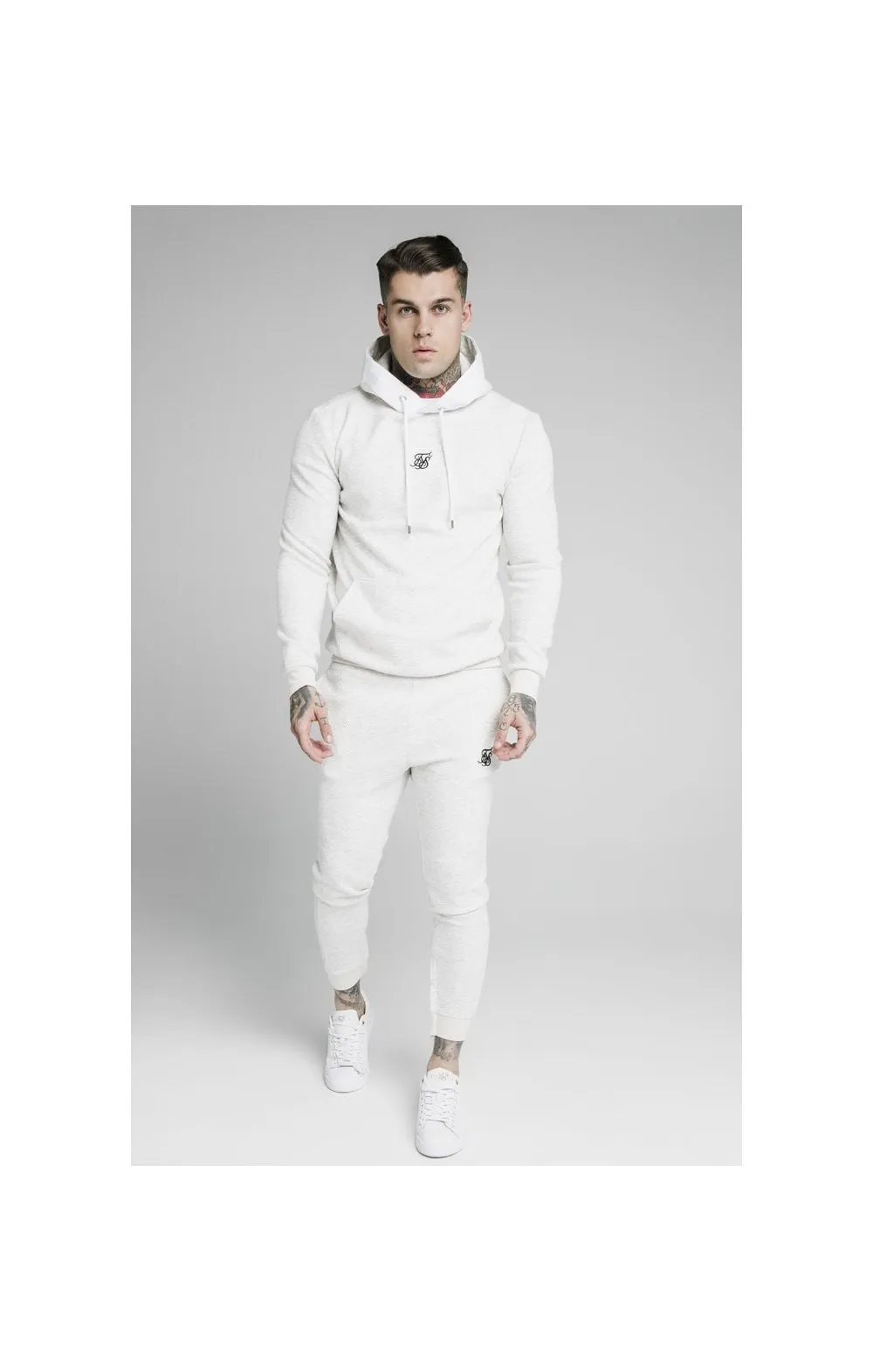 SikSilk Overhead Textured Tape Hoodie - Snow Marl sold by Siksilk product image thumbnail 4