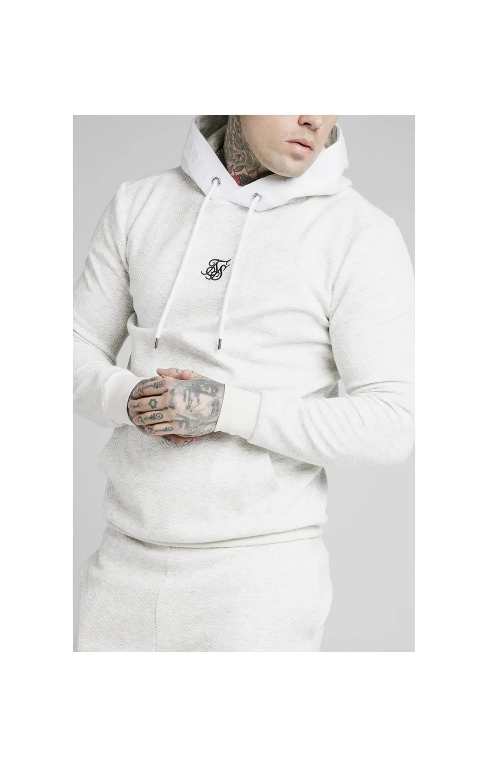 SikSilk Overhead Textured Tape Hoodie - Snow Marl sold by Siksilk product image thumbnail 2