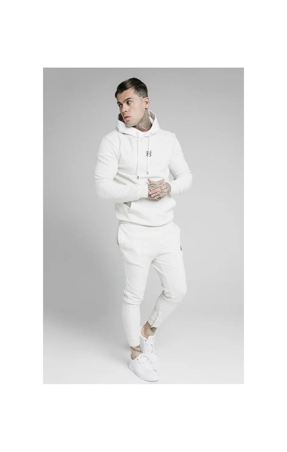 SikSilk Overhead Textured Tape Hoodie - Snow Marl sold by Siksilk product image thumbnail 3