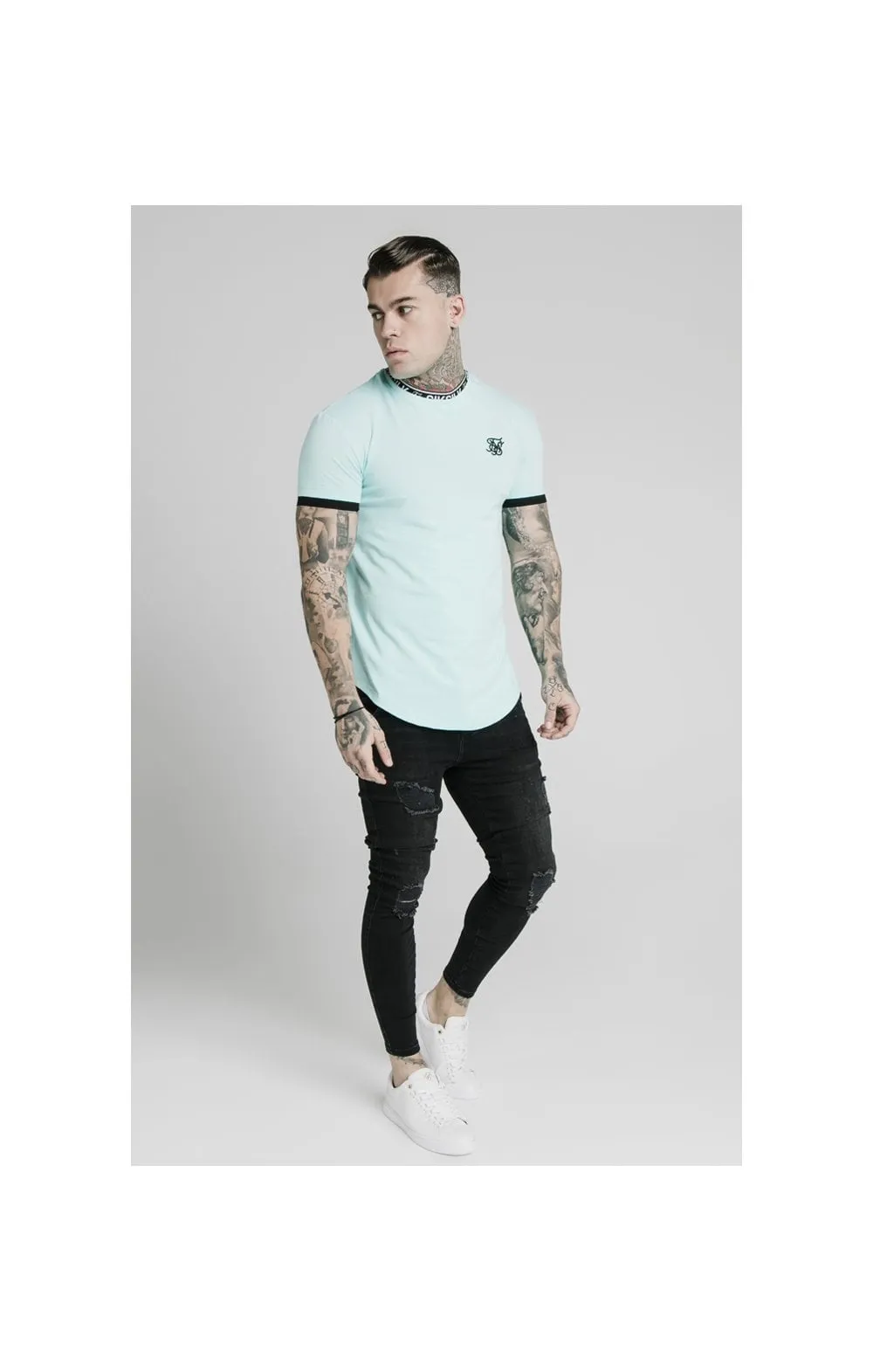 SikSilk S/S Inset Tape Collar Gym Tee - Teal sold by Siksilk product image thumbnail 3
