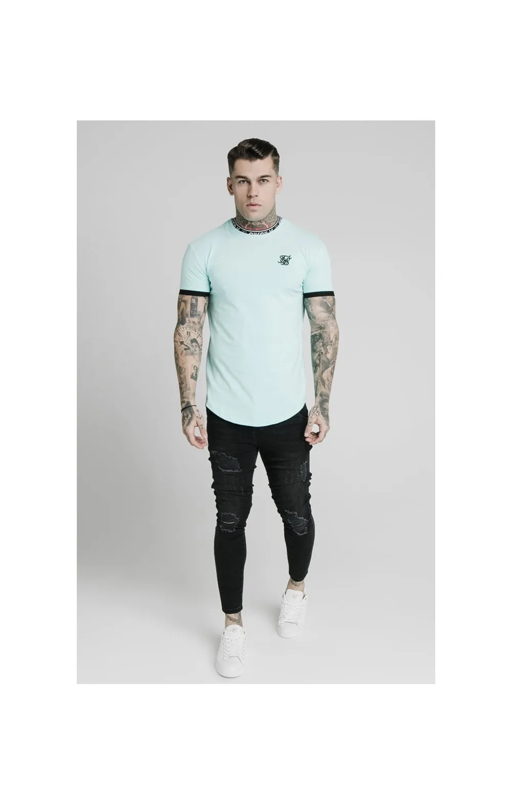 SikSilk S/S Inset Tape Collar Gym Tee - Teal sold by Siksilk product image thumbnail 4
