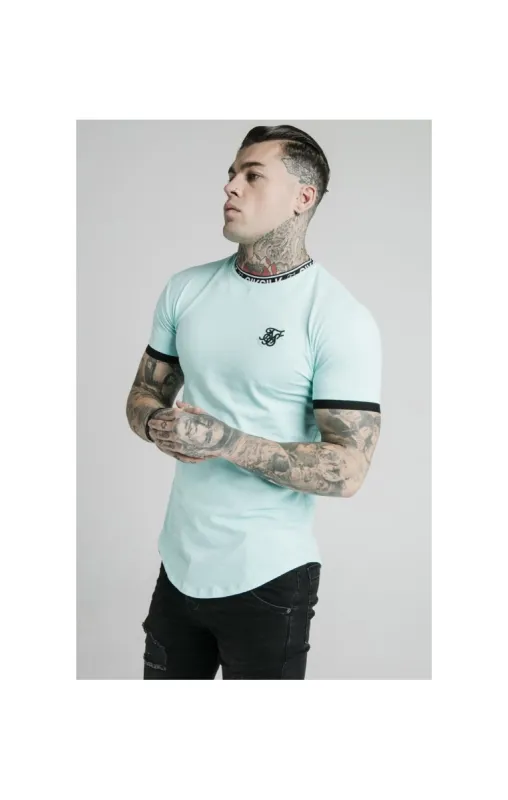 SikSilk S/S Inset Tape Collar Gym Tee - Teal sold by Siksilk
