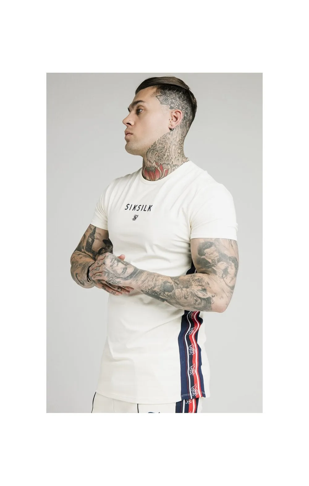 SikSilk S/S Retro Essential Tape Tee - Off White sold by Siksilk