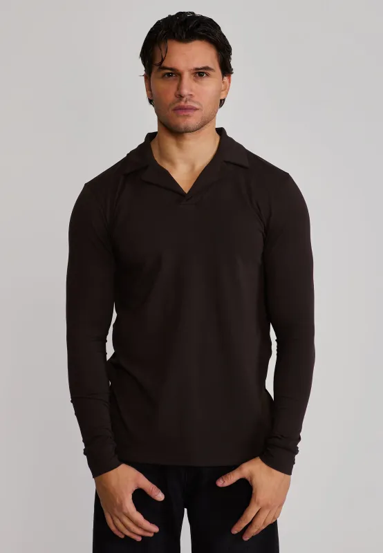 Brown LS Revere Polo sold by Siksilk