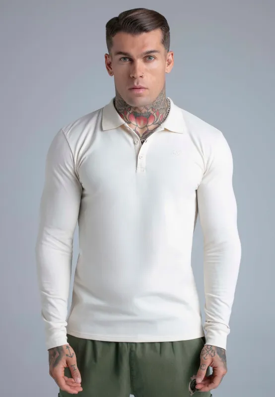 Ecru LS Button Polo sold by Siksilk