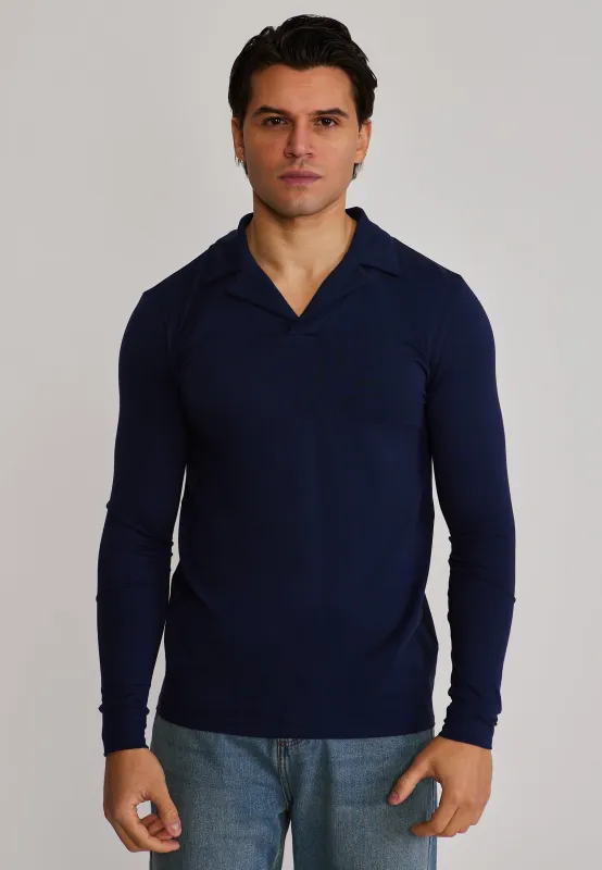 Navy LS Revere Polo sold by Siksilk