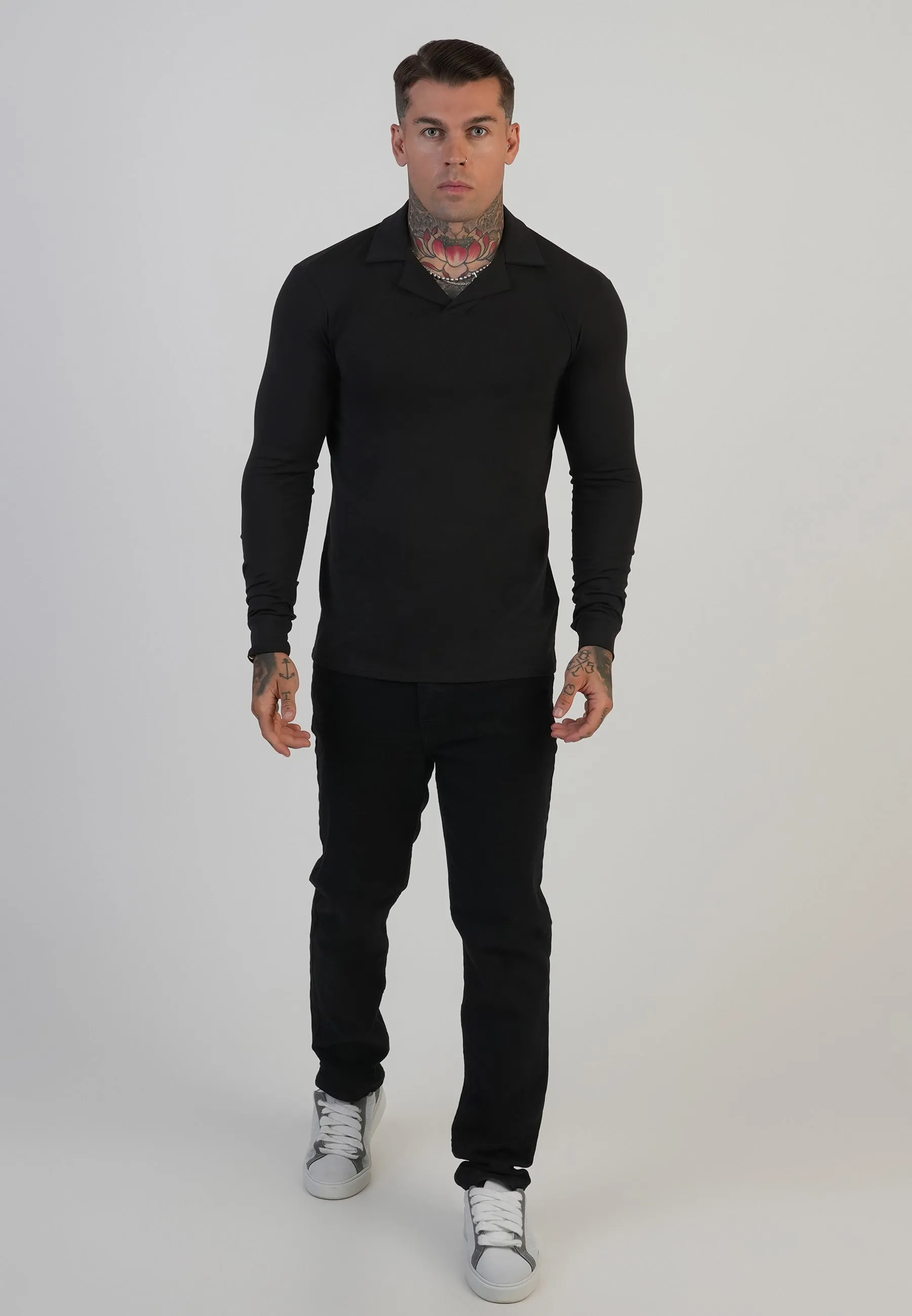 Black LS Revere Polo sold by Siksilk product image thumbnail 3