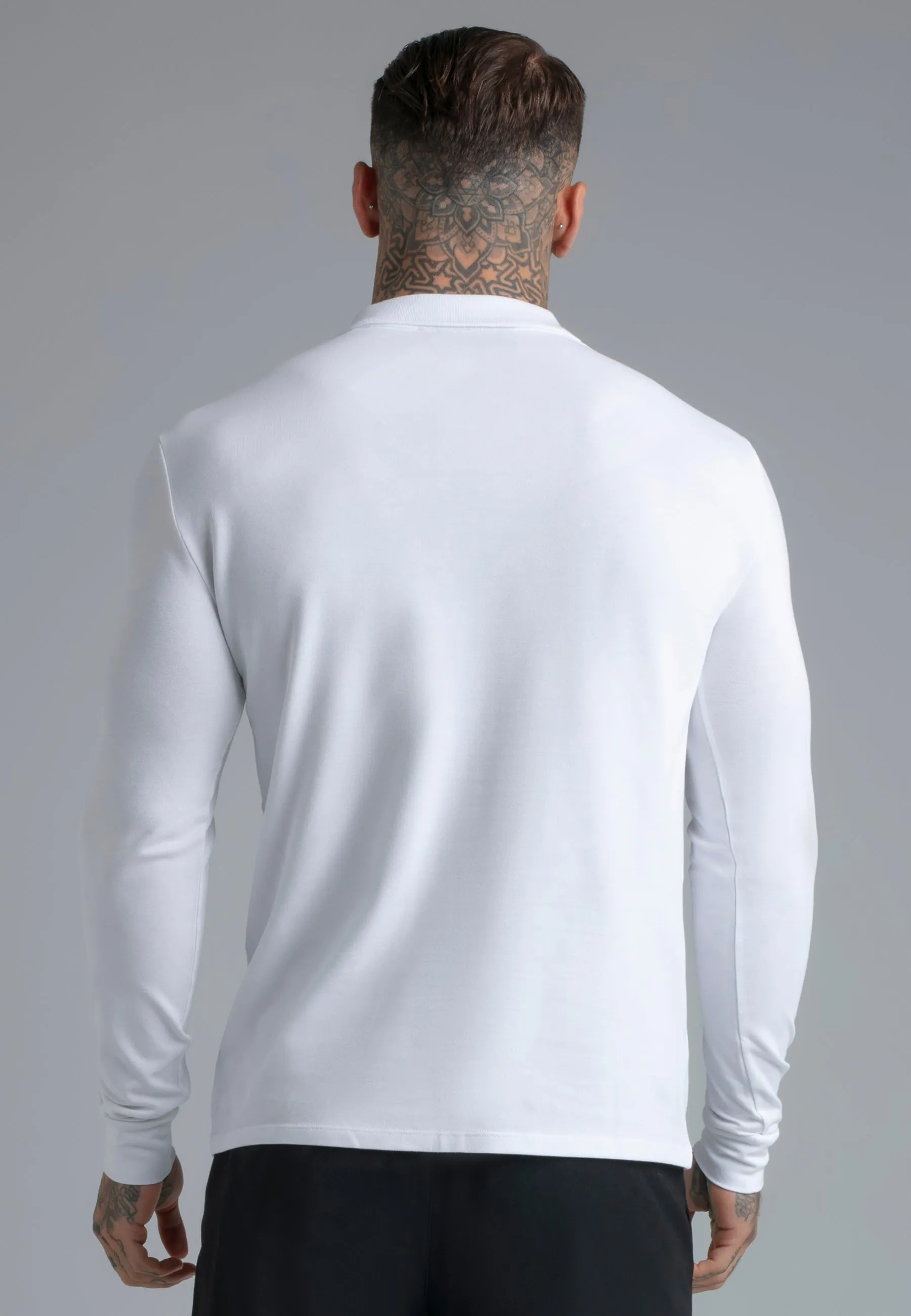 White LS Zip Polo T-Shirt sold by Siksilk product image thumbnail 5