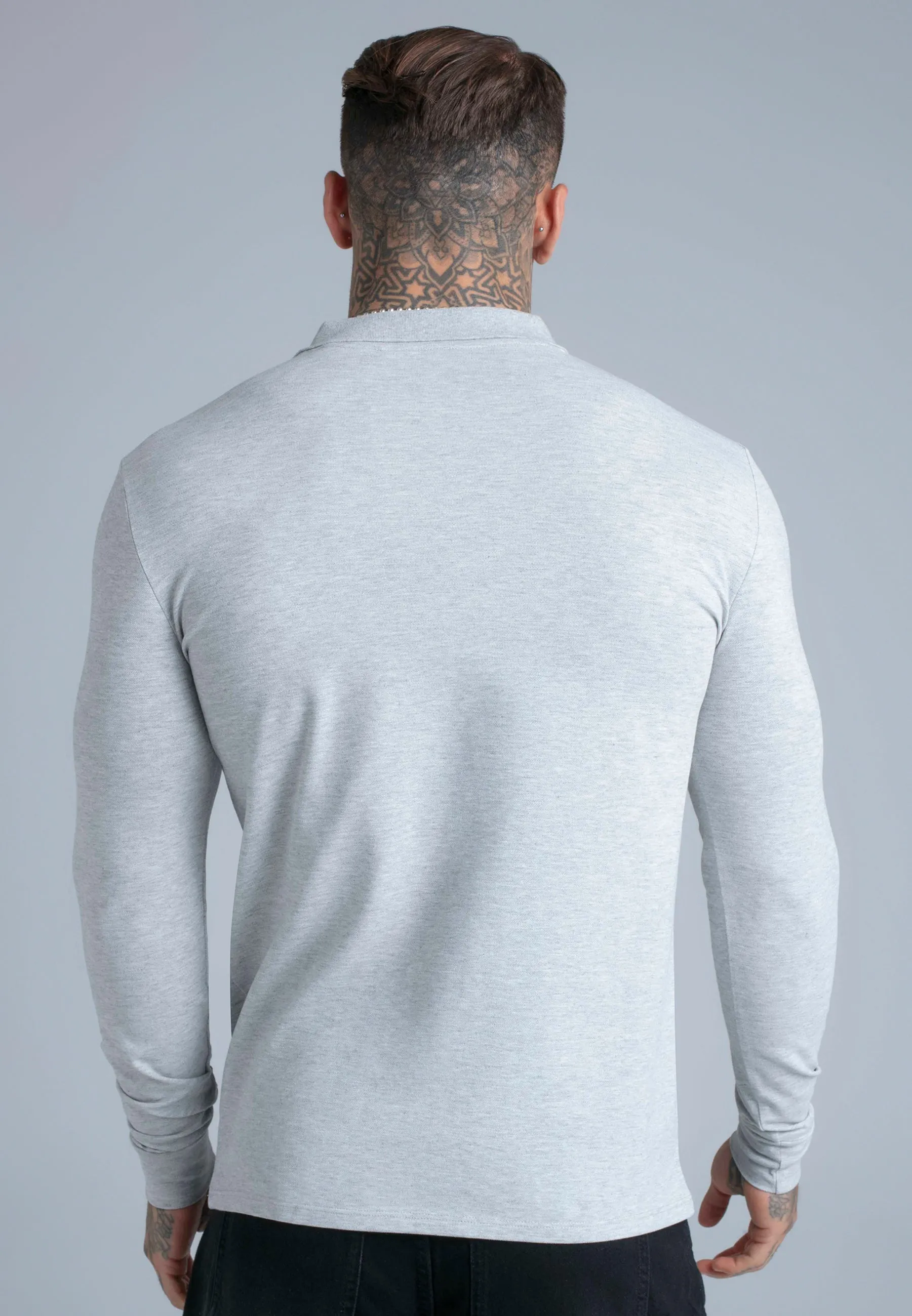 Grey Marl LS Button Polo sold by Siksilk product image thumbnail 4