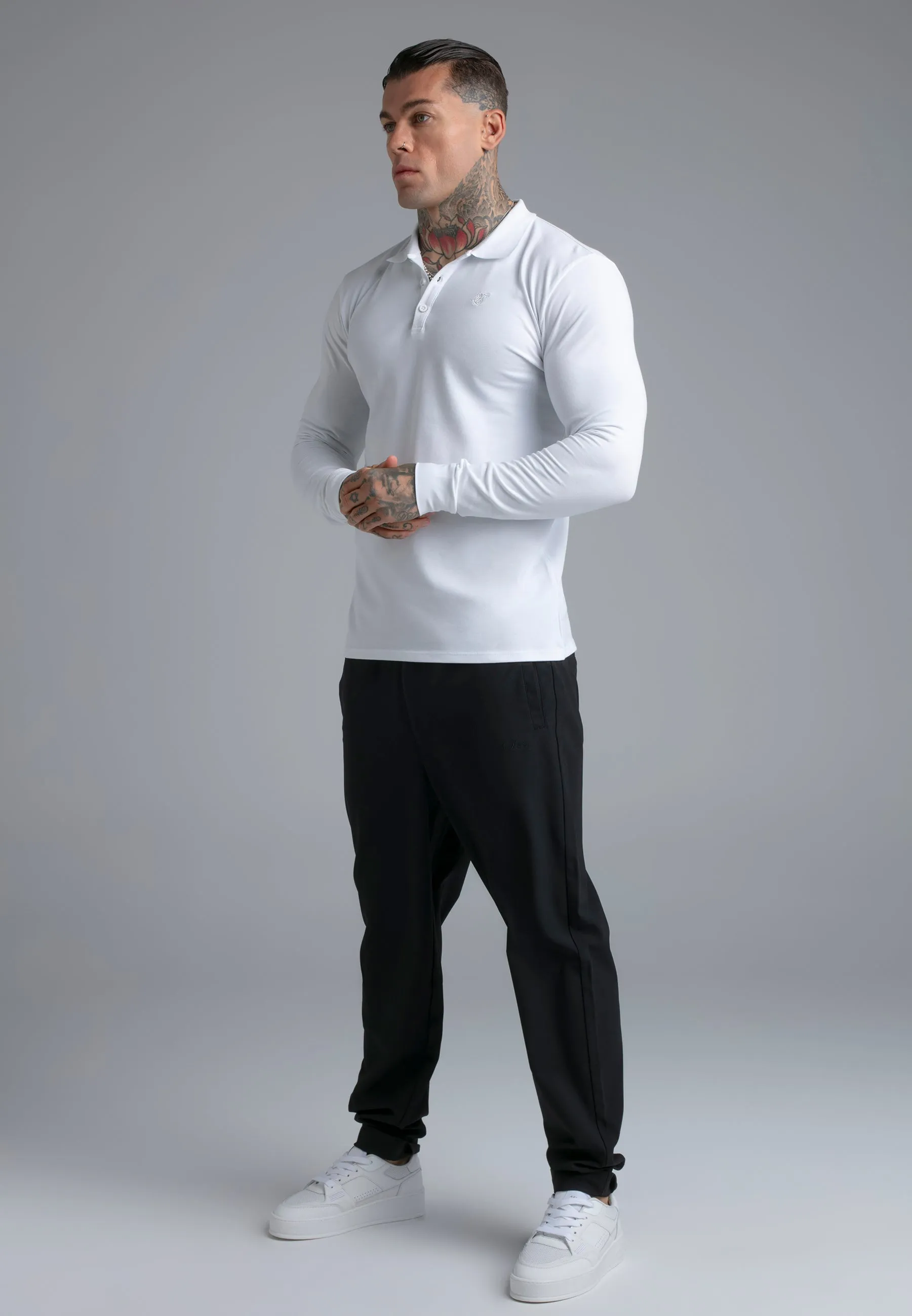 White LS Button Polo sold by Siksilk product image thumbnail 4