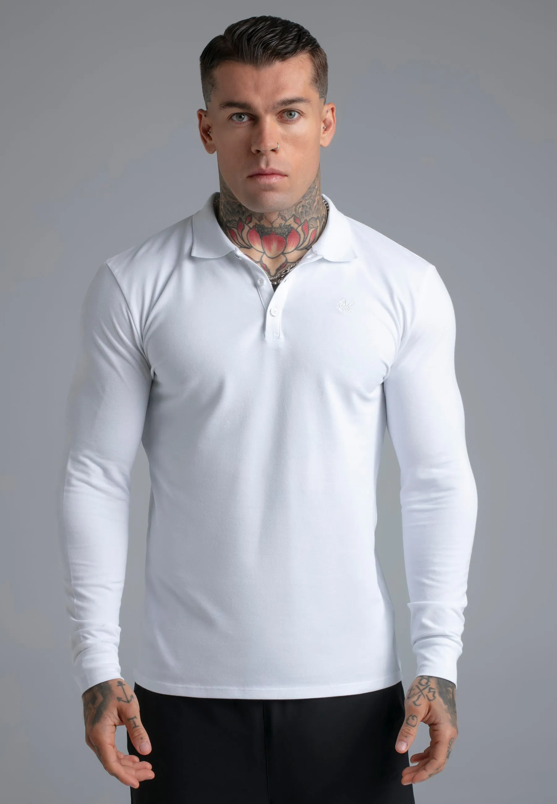White LS Button Polo sold by Siksilk