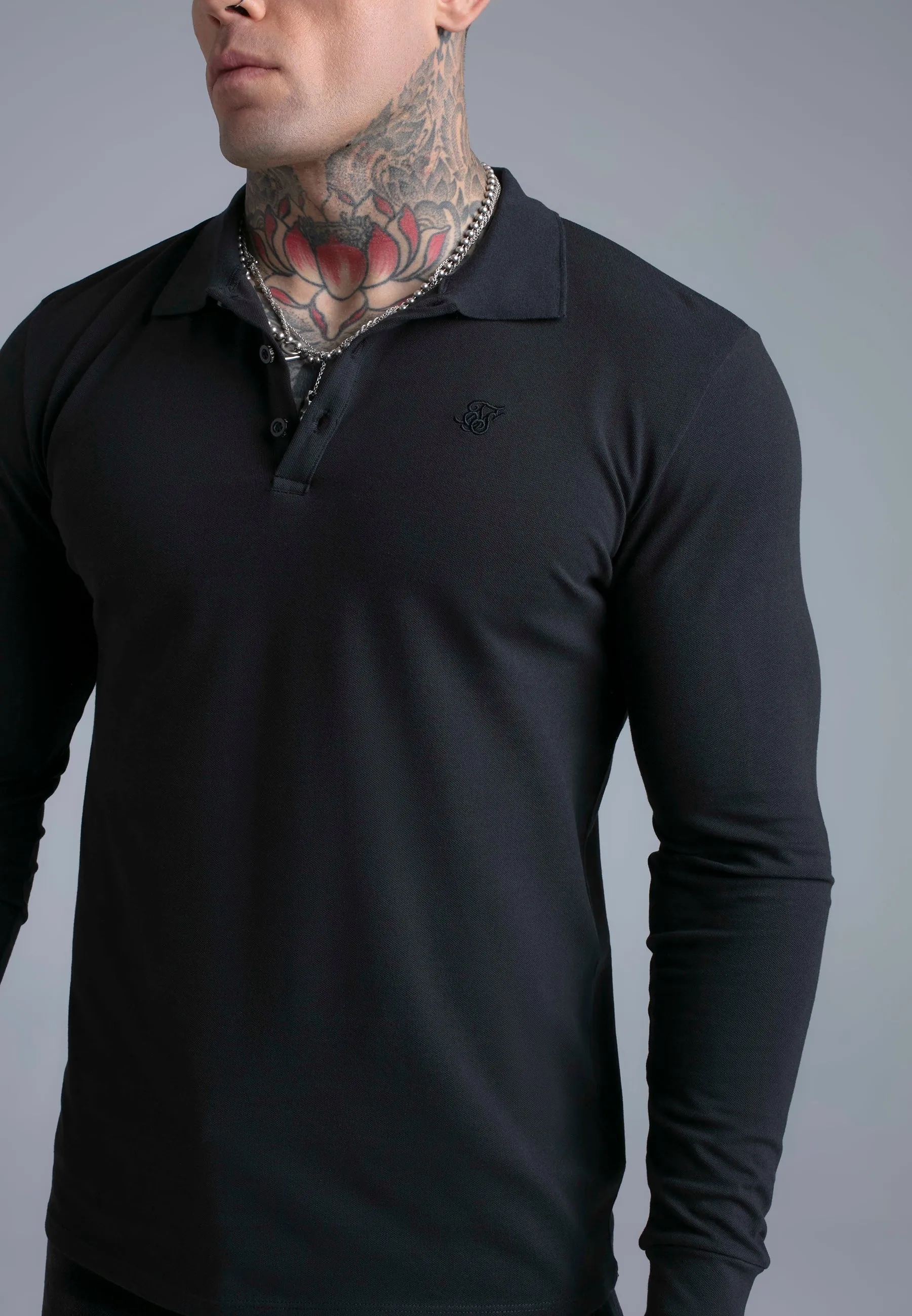 Black LS Button Polo sold by Siksilk product image thumbnail 2
