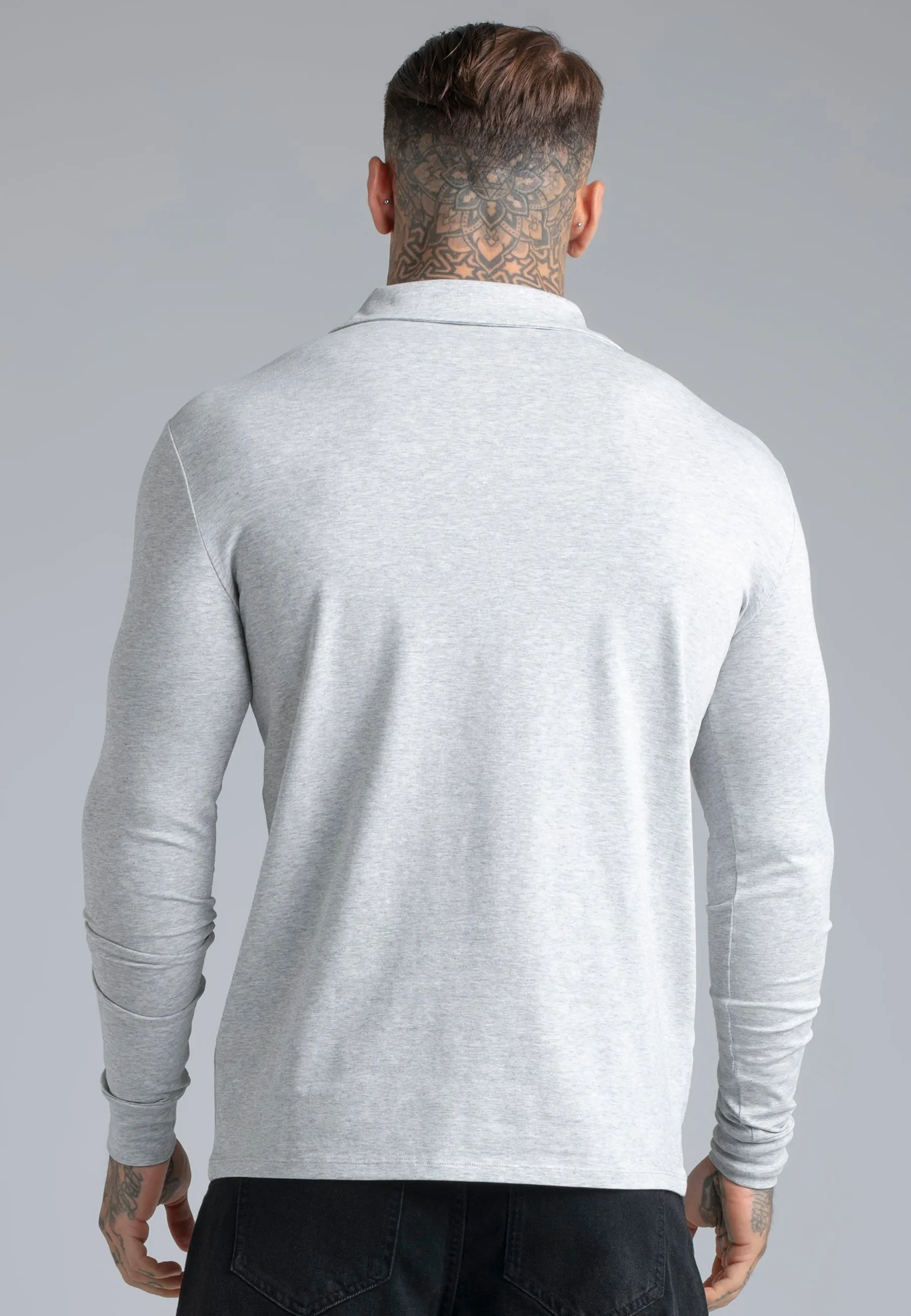 Grey Marl LS Revere Polo sold by Siksilk product image thumbnail 5