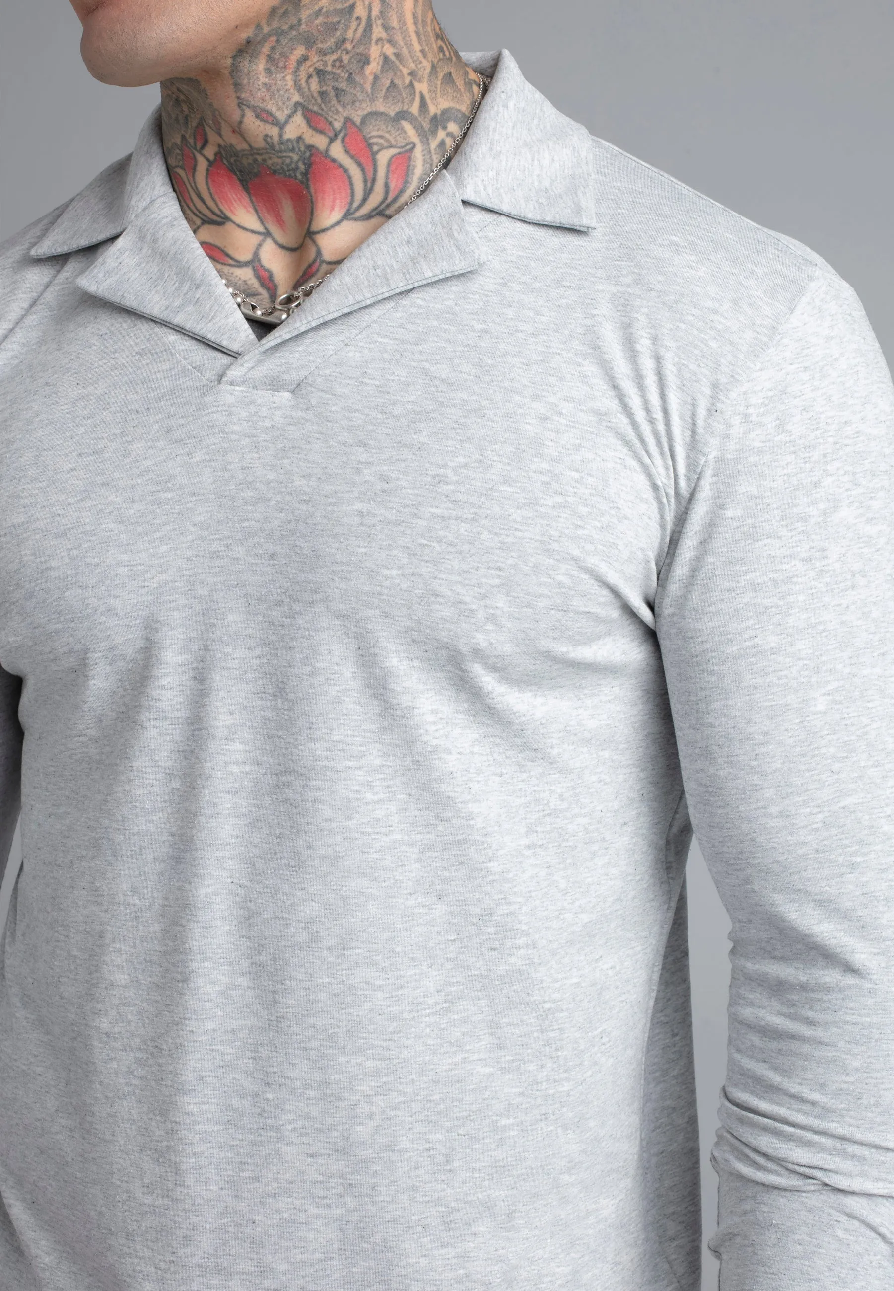 Grey Marl LS Revere Polo sold by Siksilk product image thumbnail 2