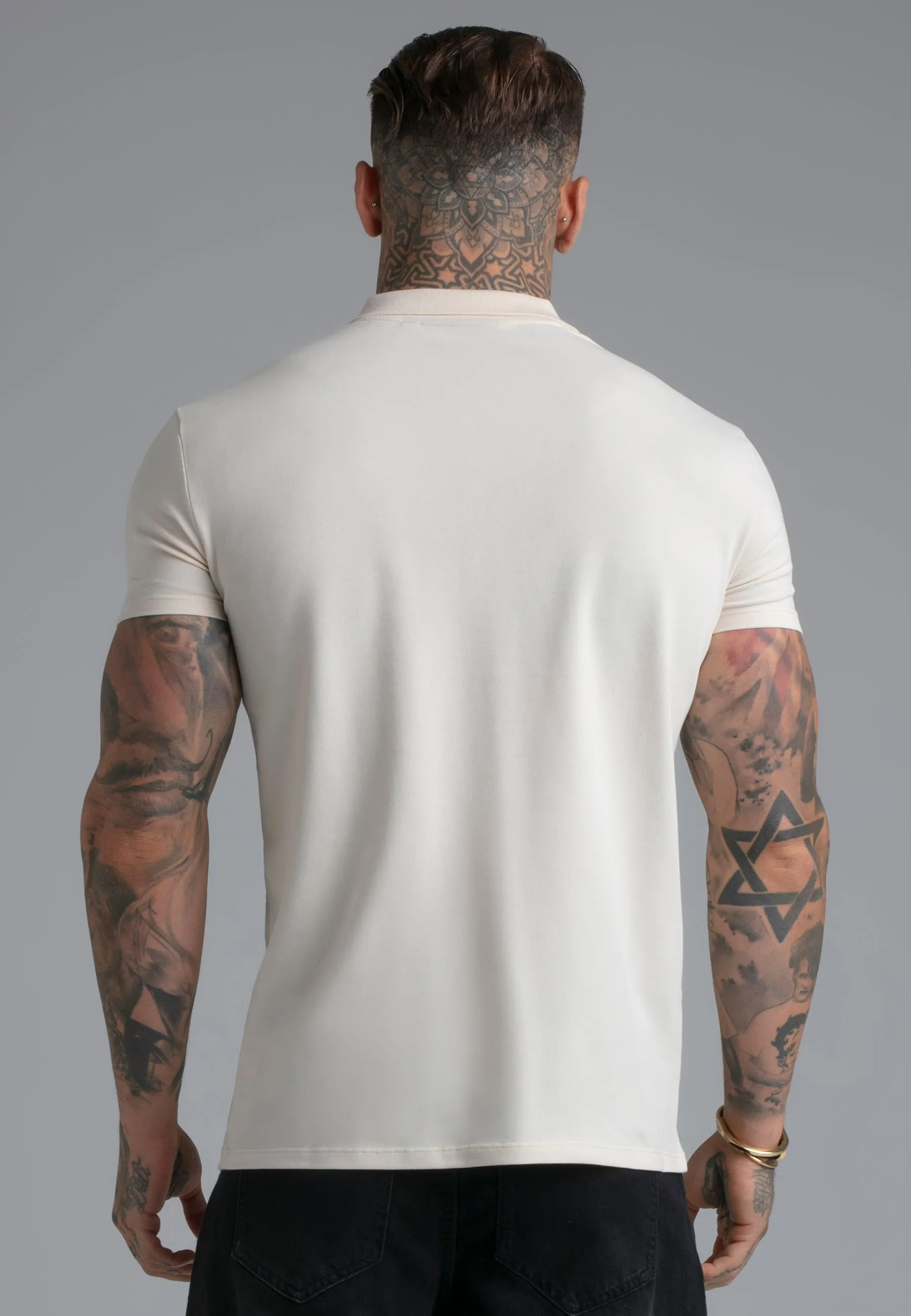 Ecru Zip Polo T-Shirt sold by Siksilk product image thumbnail 5