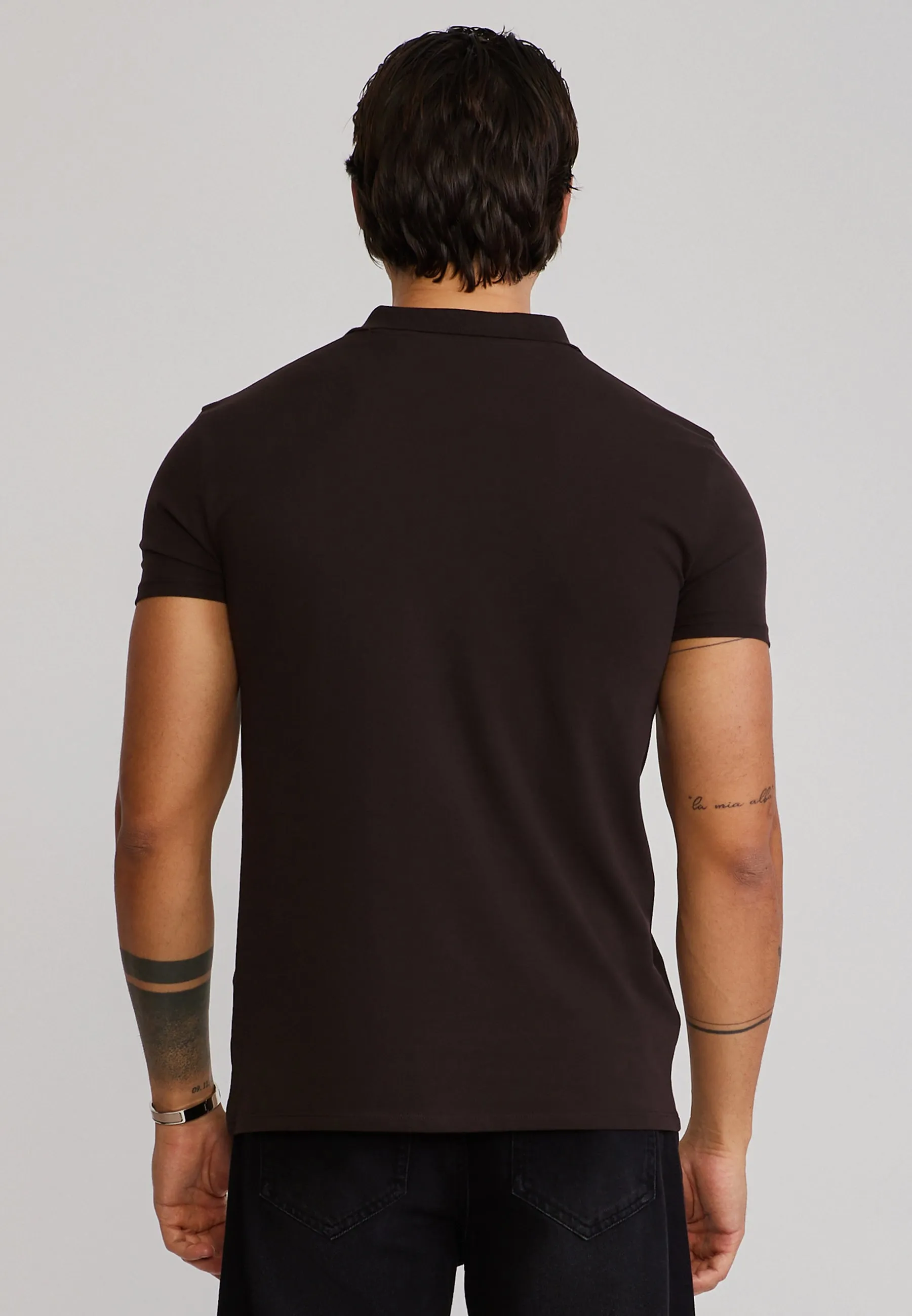 Dark Brown Polo T-Shirt sold by Siksilk product image thumbnail 5