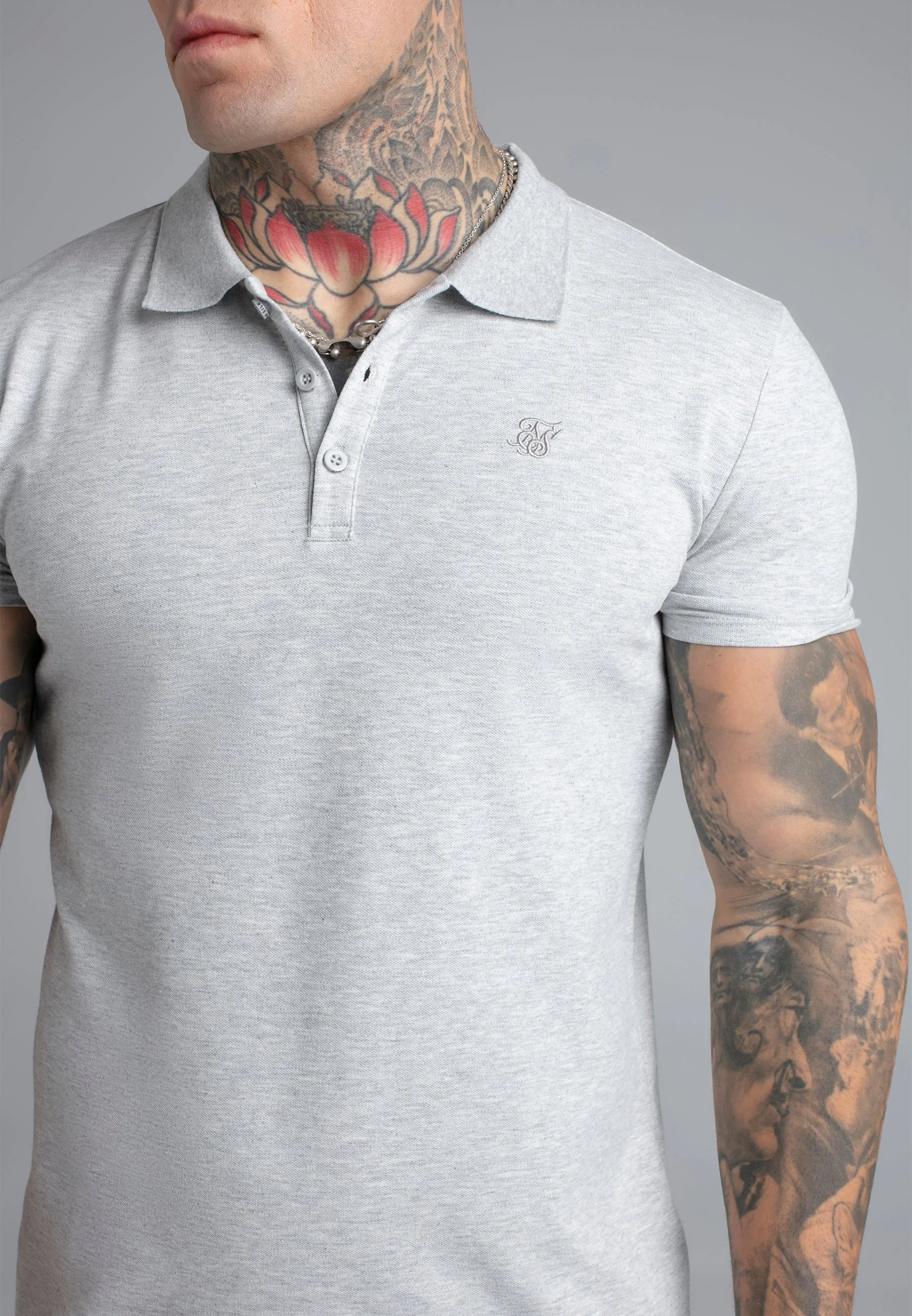 Grey Marl Polo T-Shirt sold by Siksilk product image thumbnail 2