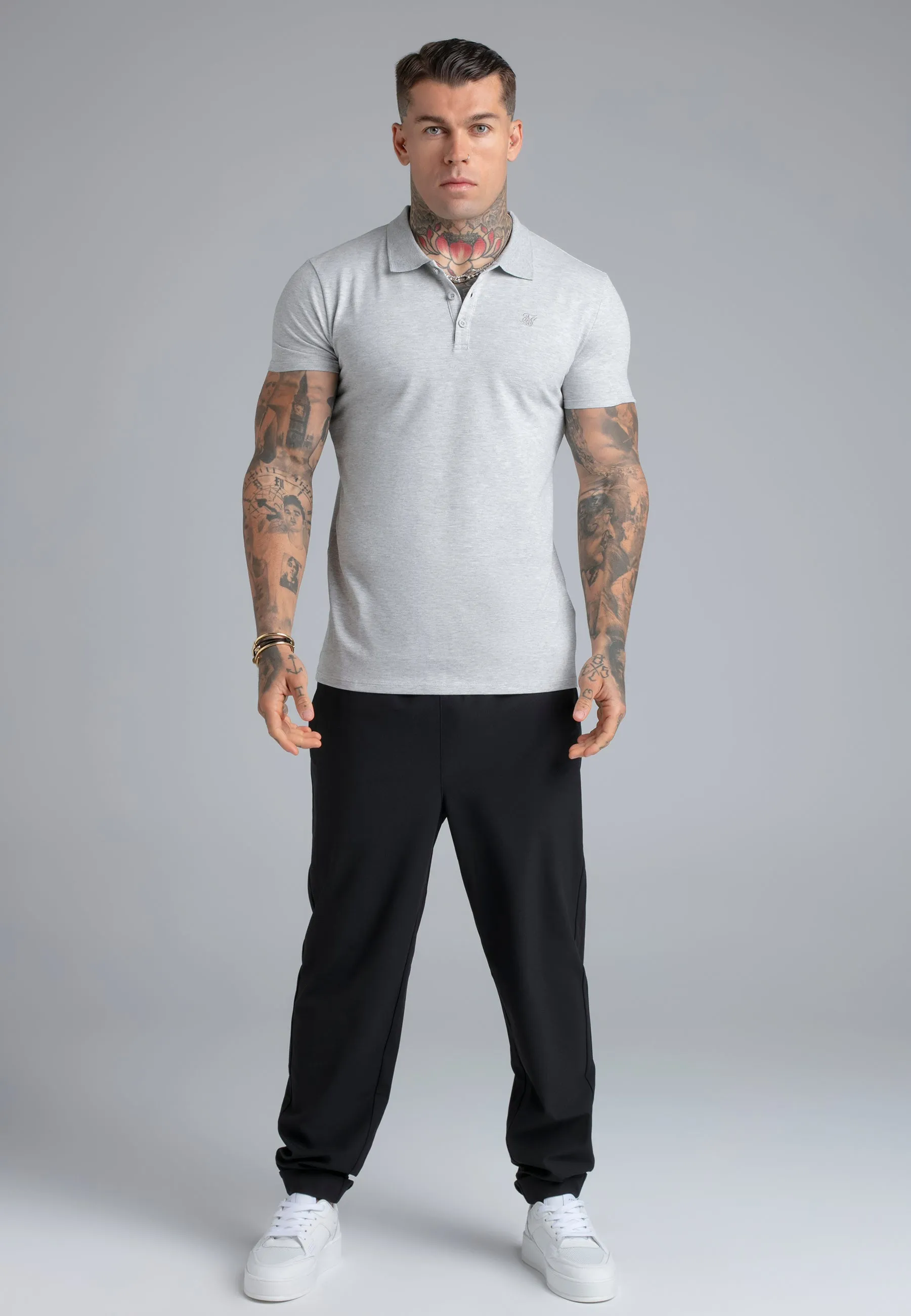 Grey Marl Polo T-Shirt sold by Siksilk product image thumbnail 3