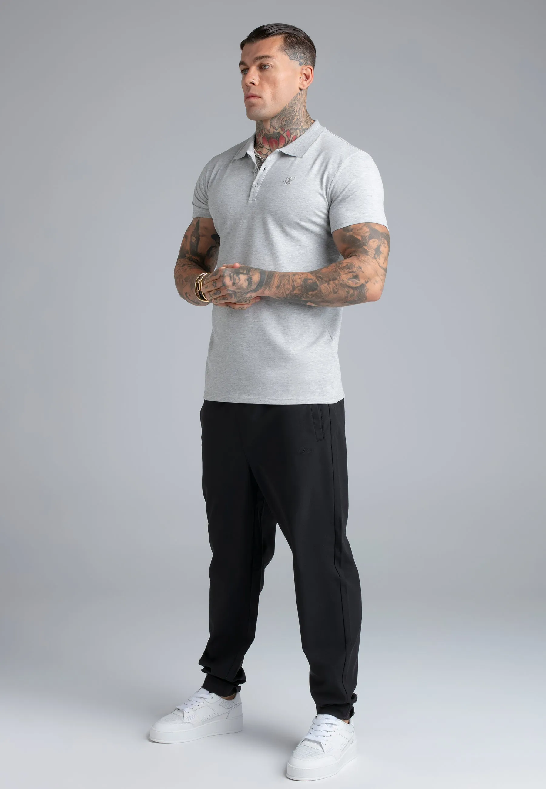 Grey Marl Polo T-Shirt sold by Siksilk product image thumbnail 4