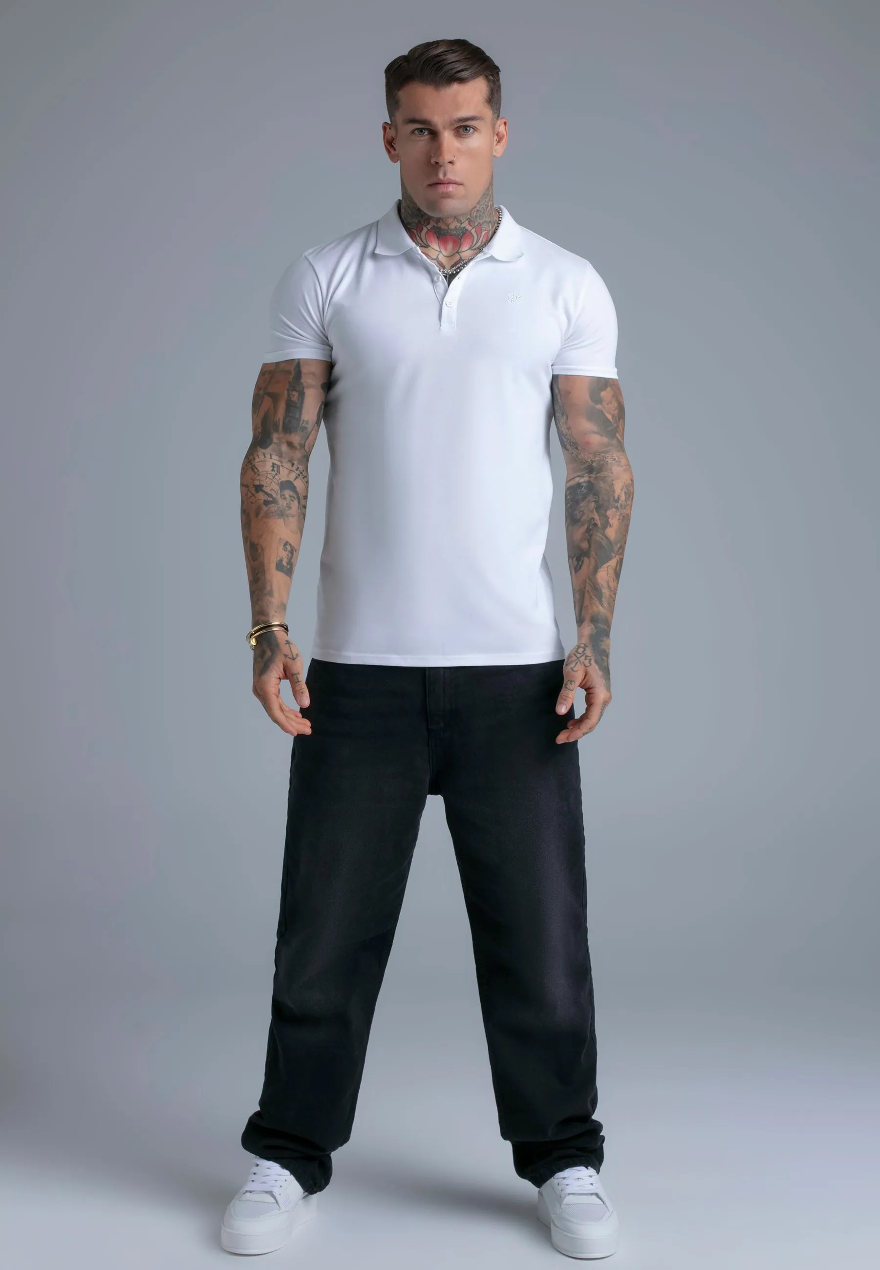 White Polo T-Shirt sold by Siksilk product image thumbnail 3