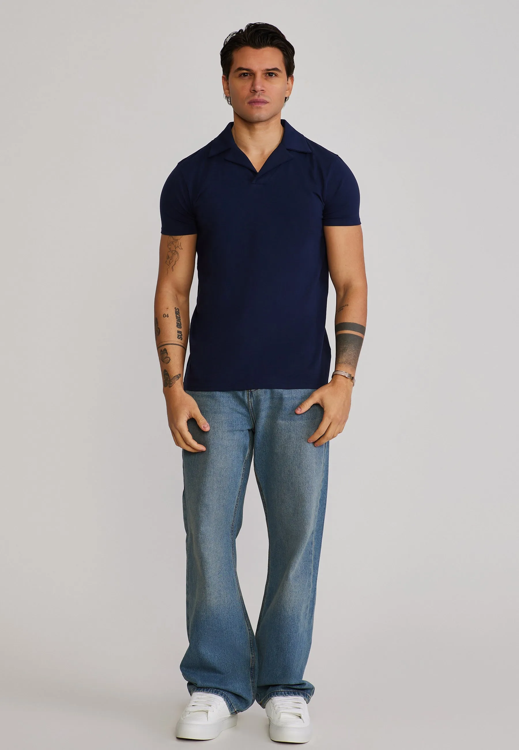 Navy Revere Polo sold by Siksilk product image thumbnail 3