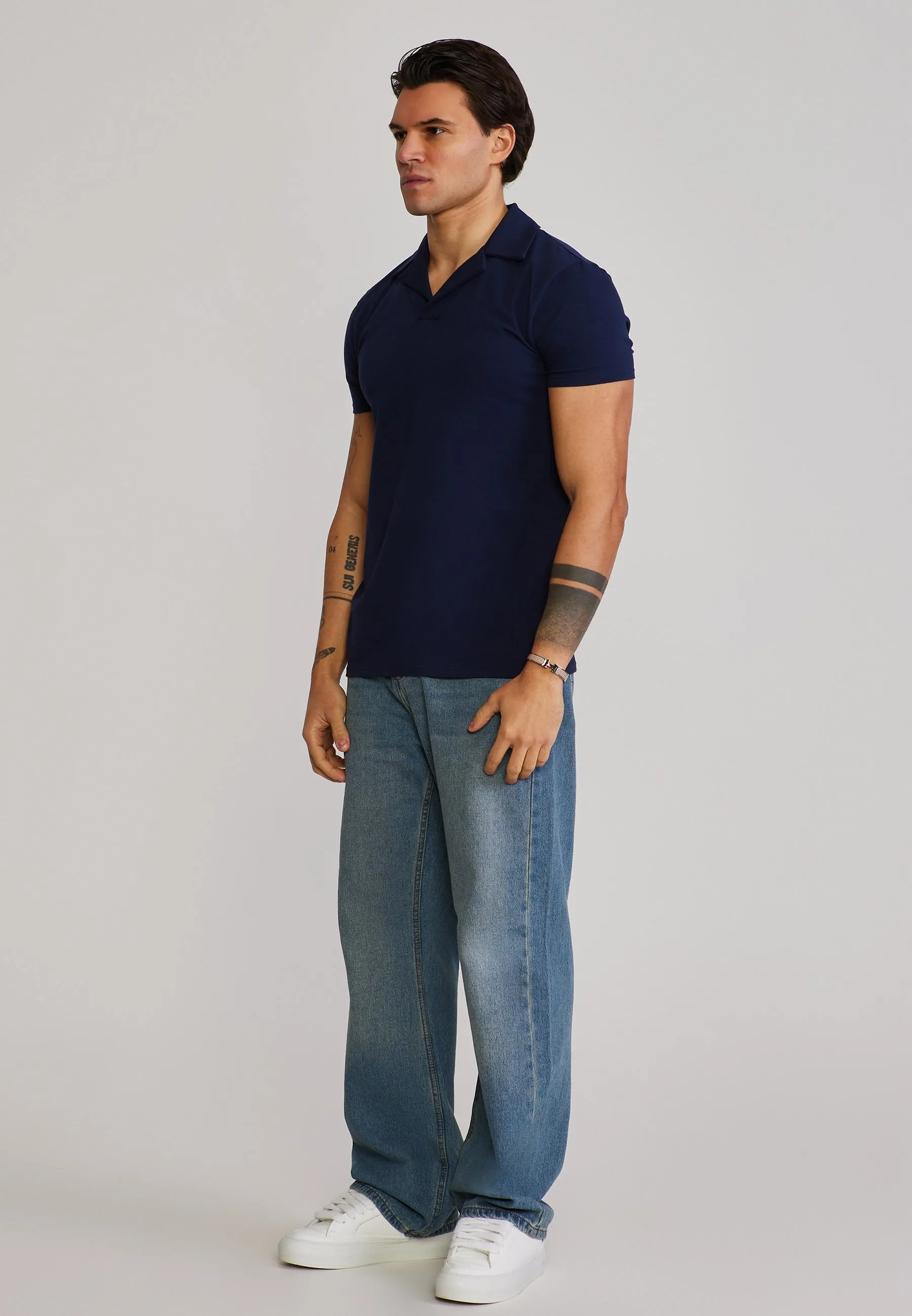 Navy Revere Polo sold by Siksilk product image thumbnail 4