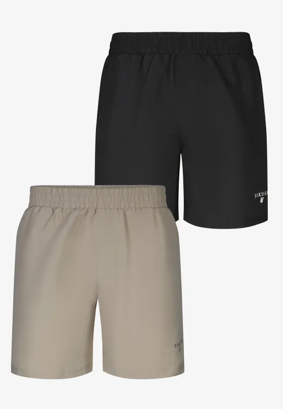 Black and Beige Pack of 2 Swim Shorts sold by Siksilk