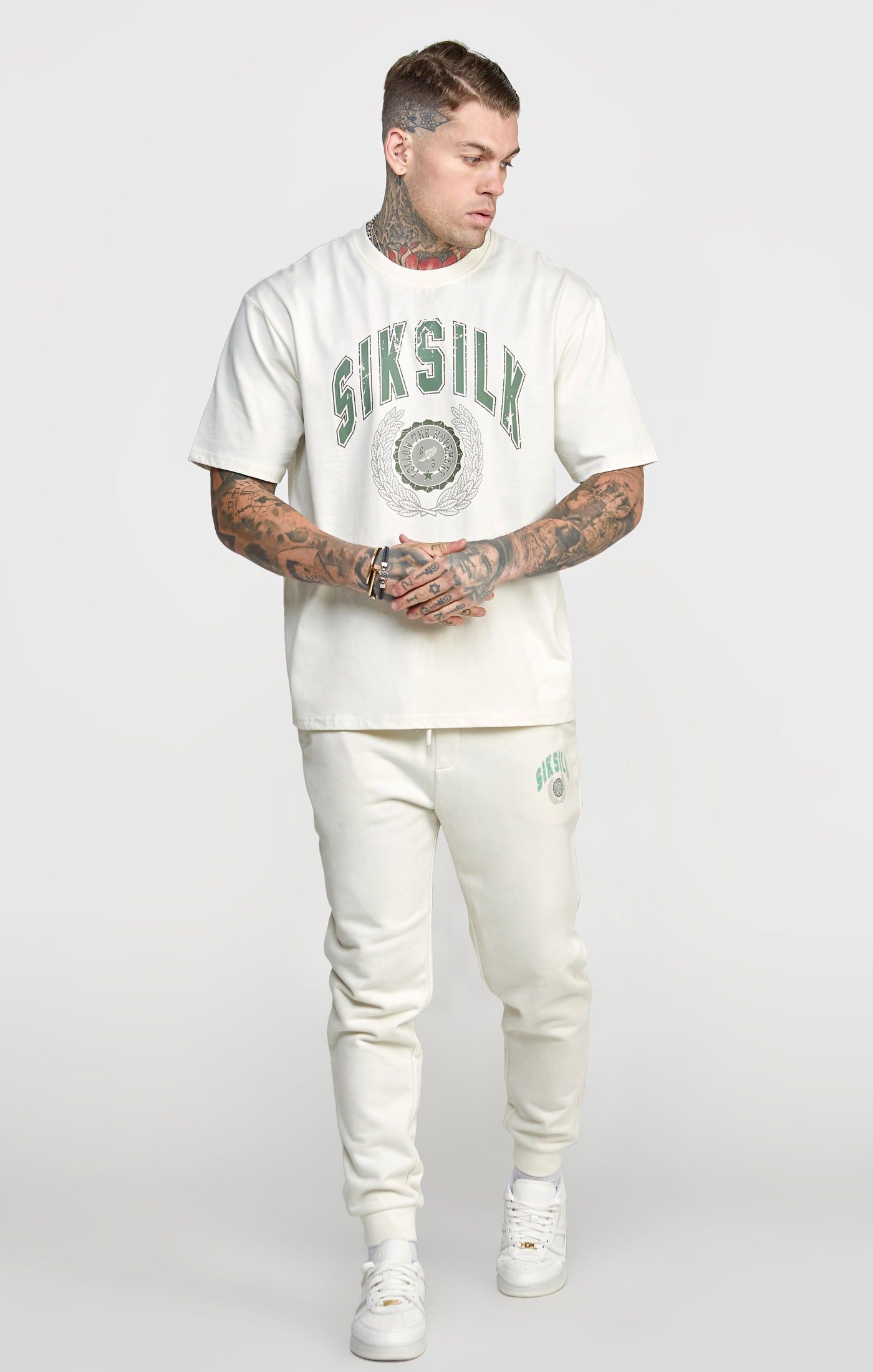 Ecru Varsity Jogger sold by Siksilk product image thumbnail 3
