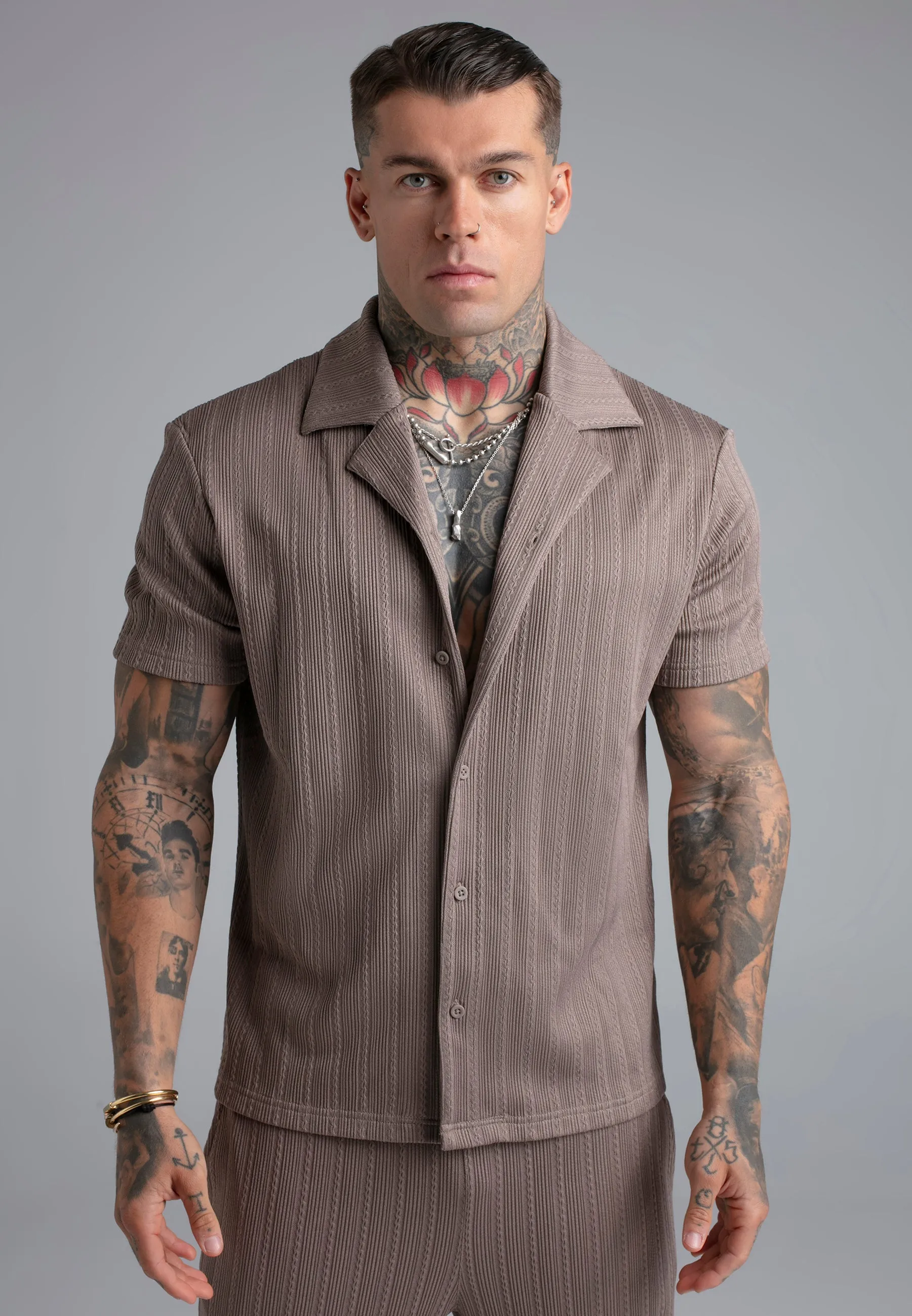 Brown Textured Shirt sold by Siksilk