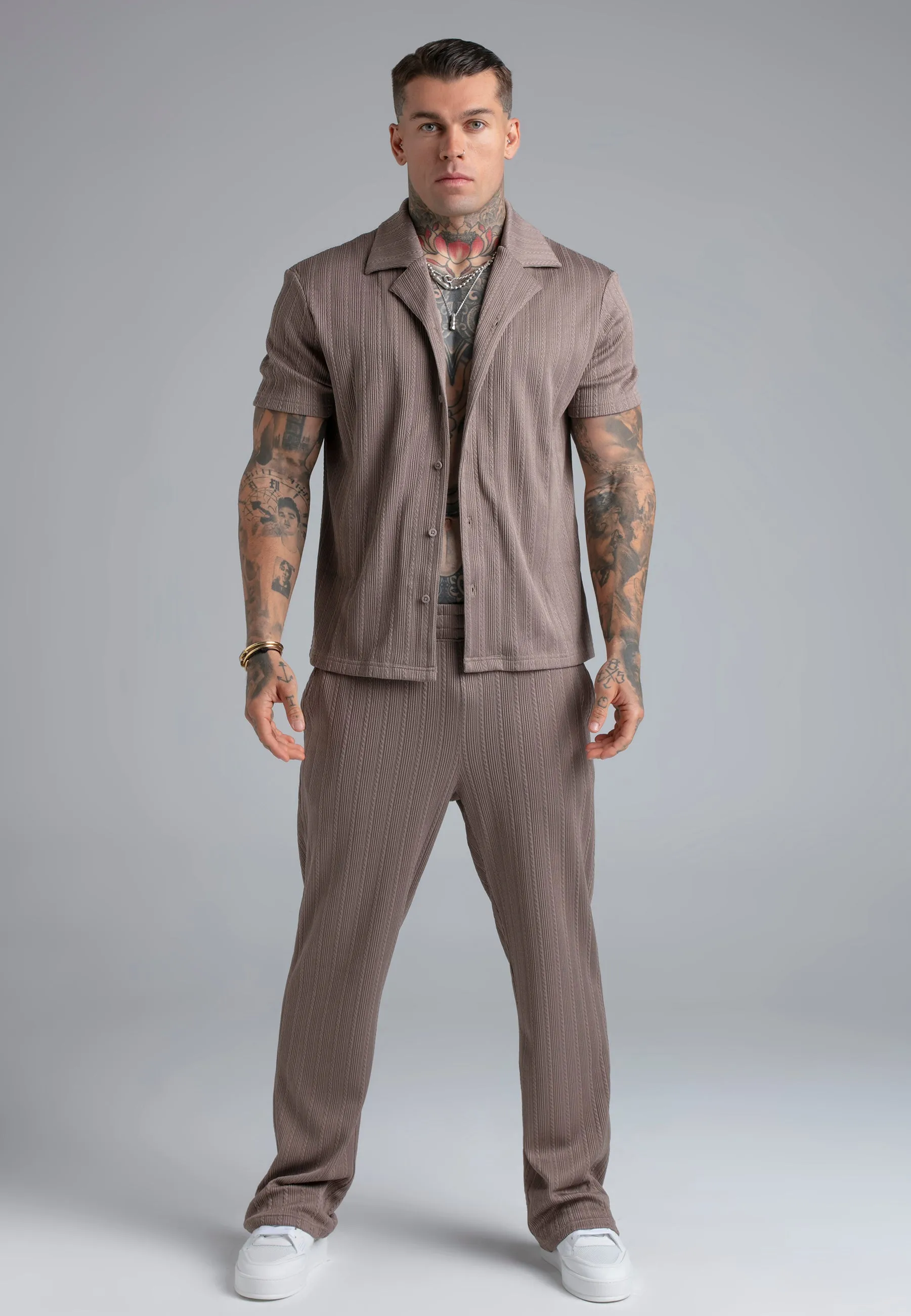 Brown Textured Shirt sold by Siksilk product image thumbnail 3