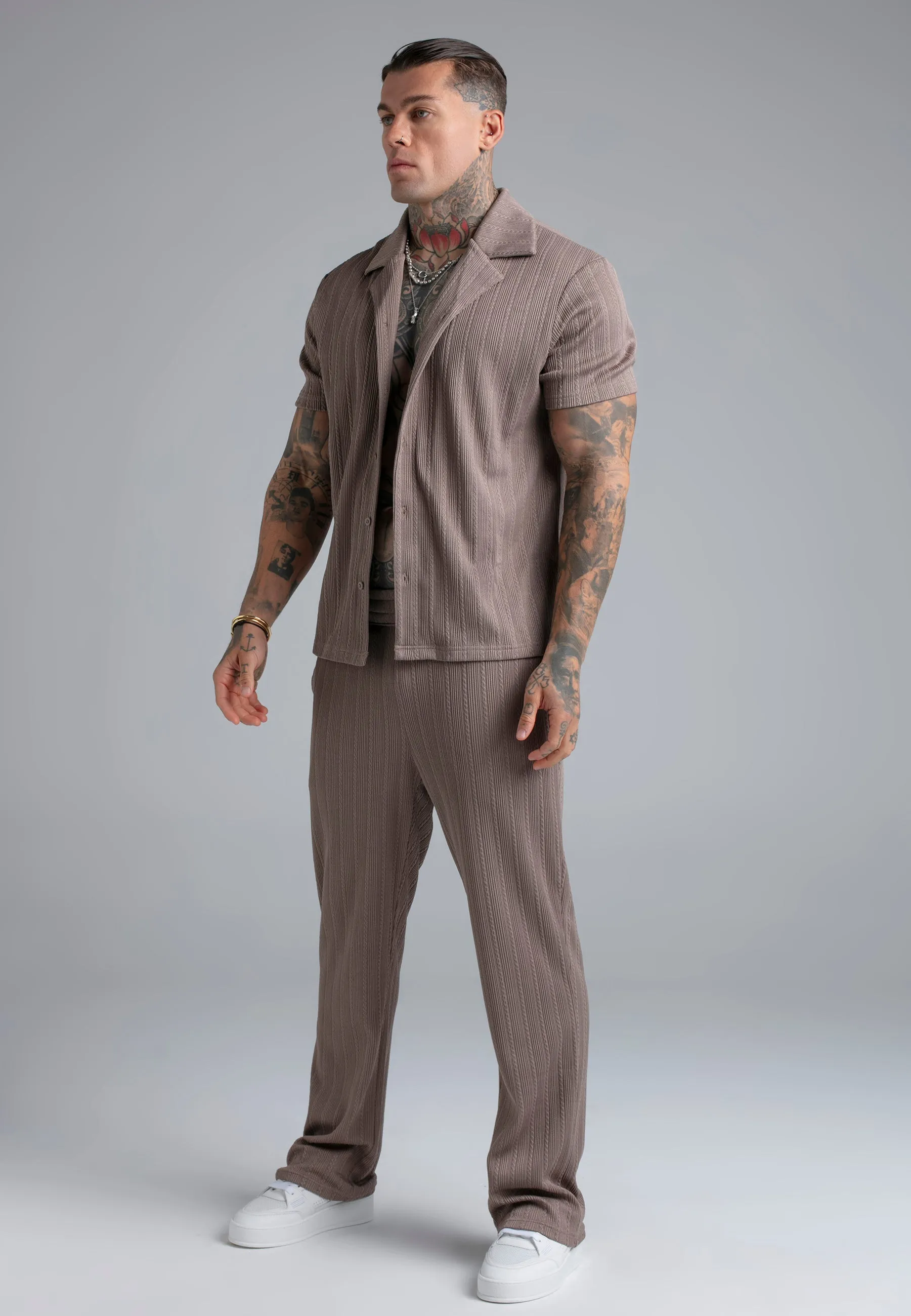 Brown Textured Shirt sold by Siksilk product image thumbnail 4