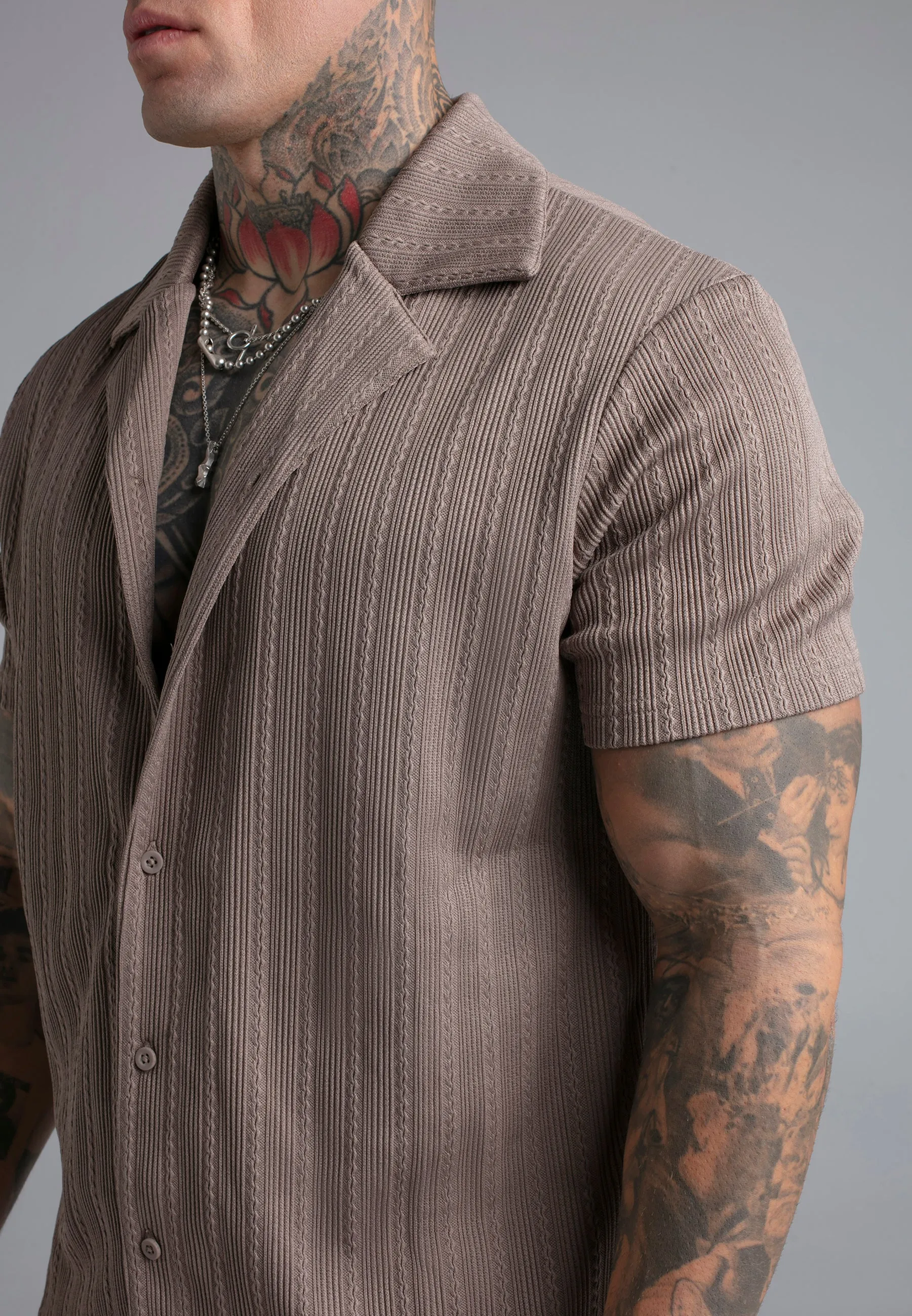 Brown Textured Shirt sold by Siksilk product image thumbnail 2
