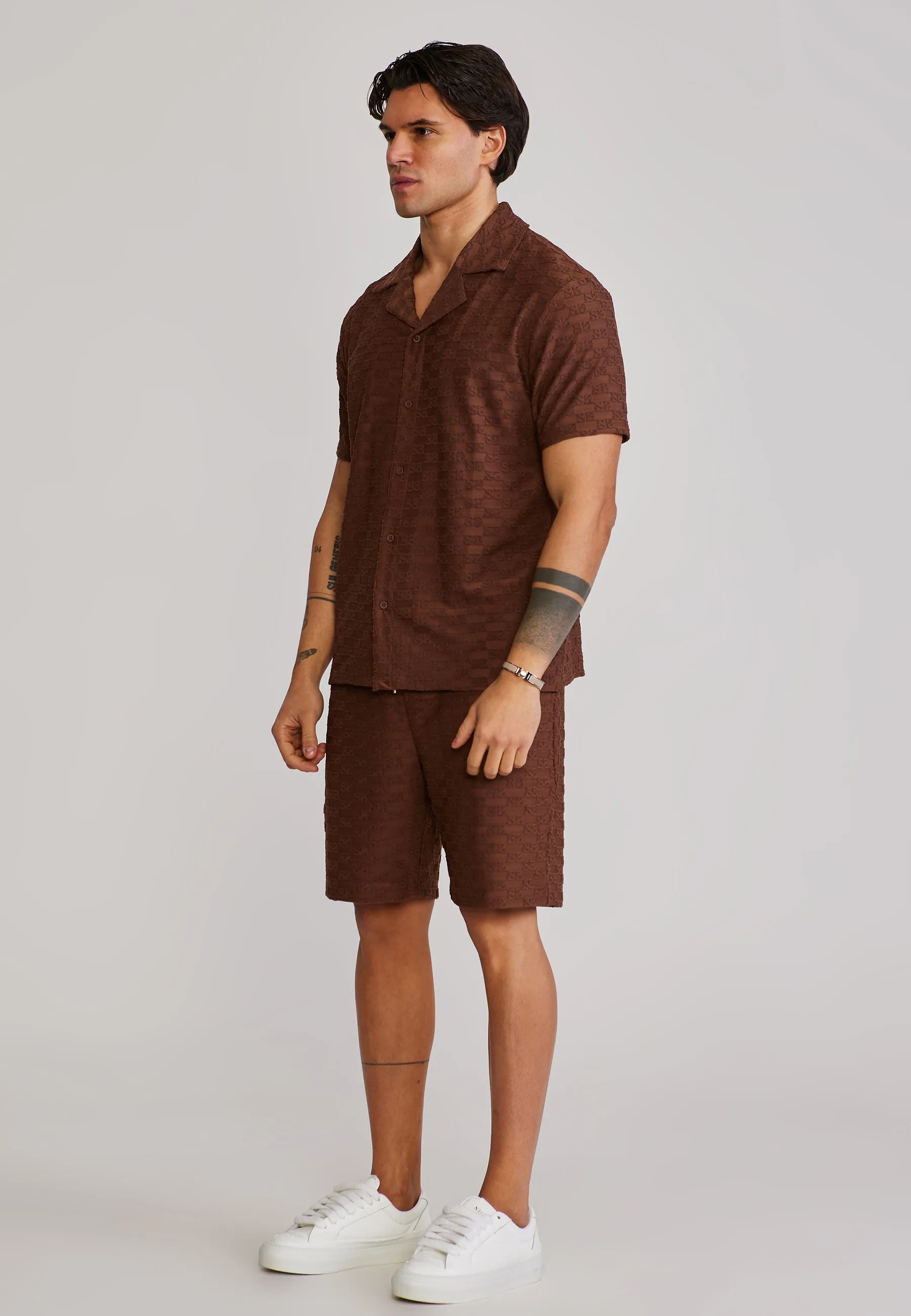 Brown Towelling Shirt sold by Siksilk product image thumbnail 4