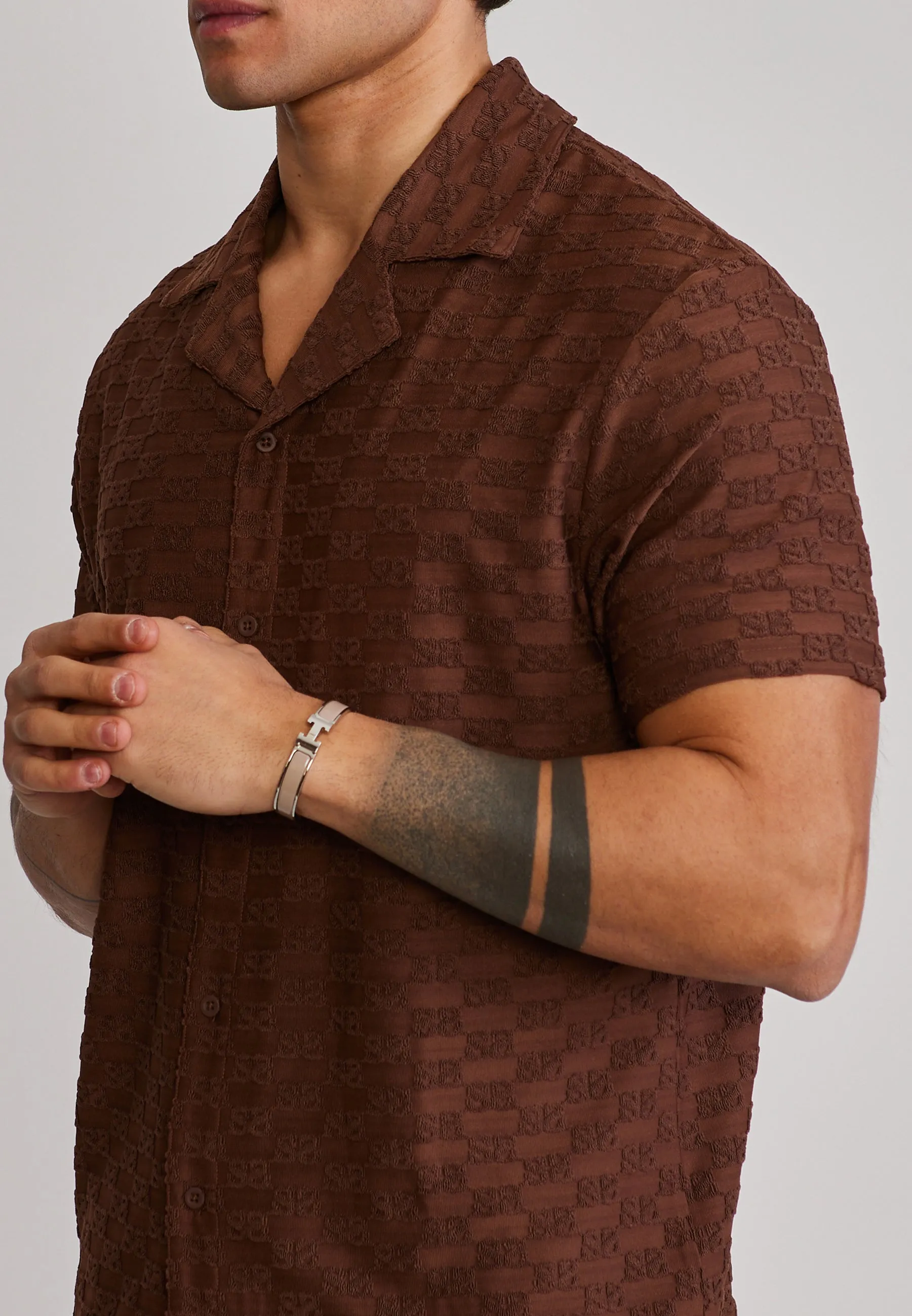 Brown Towelling Shirt sold by Siksilk product image thumbnail 2