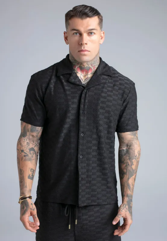 Black Towelling Shirt made by Siksilk