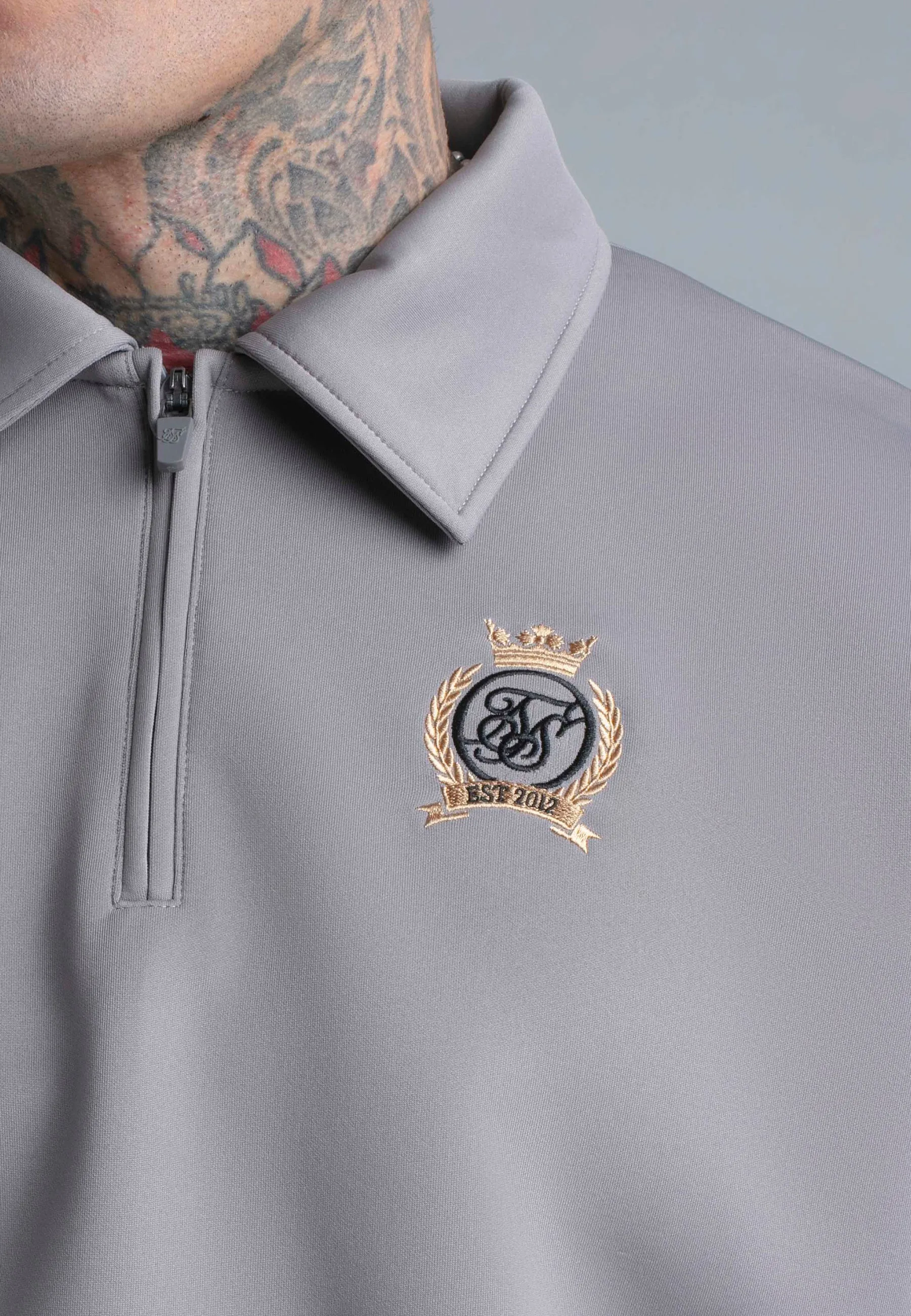 Grey Polo Zip Sweater sold by Siksilk product image thumbnail 2