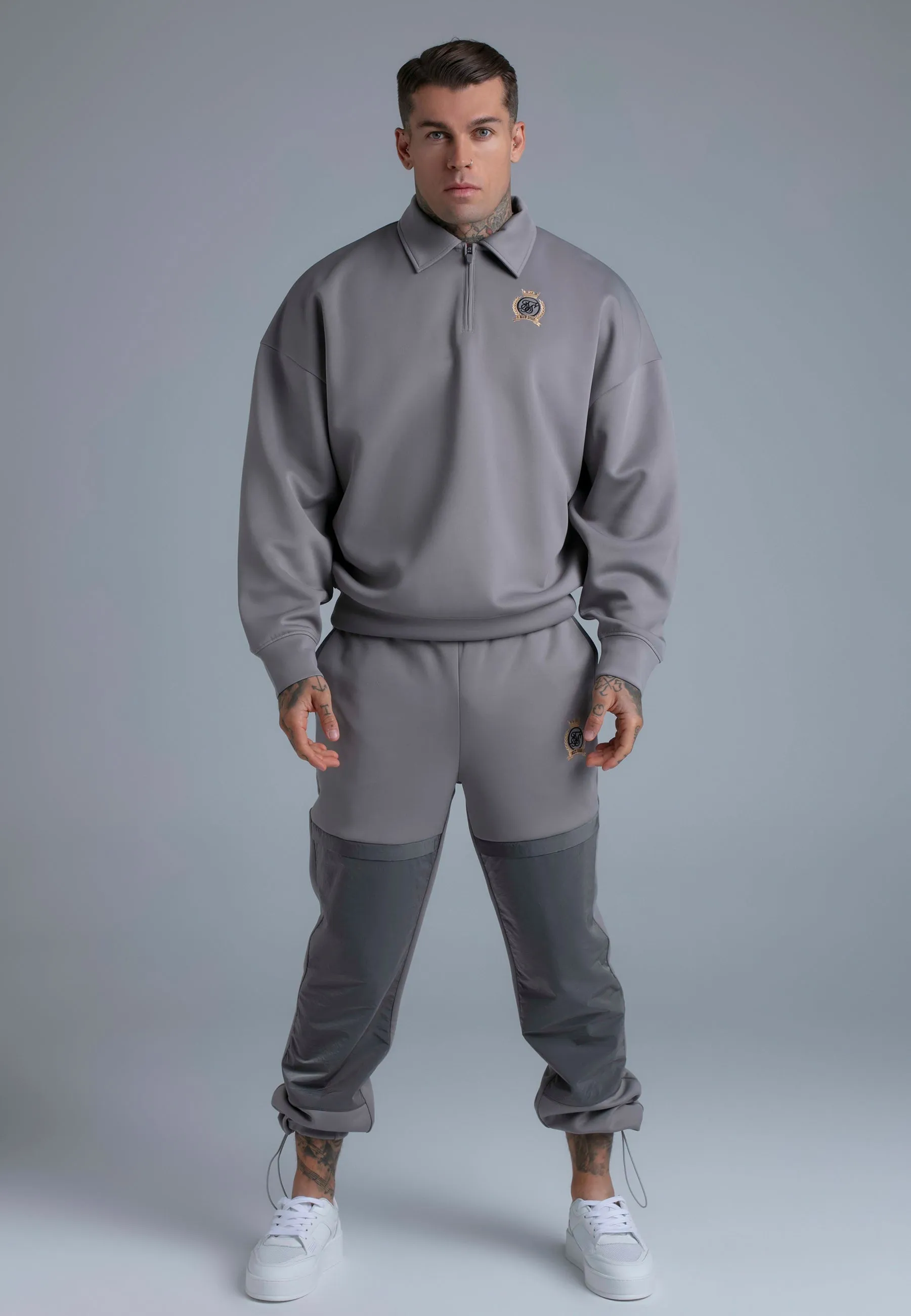 Grey Polo Zip Sweater sold by Siksilk product image thumbnail 3