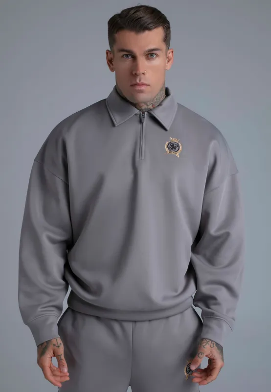 Grey Polo Zip Sweater made by Siksilk